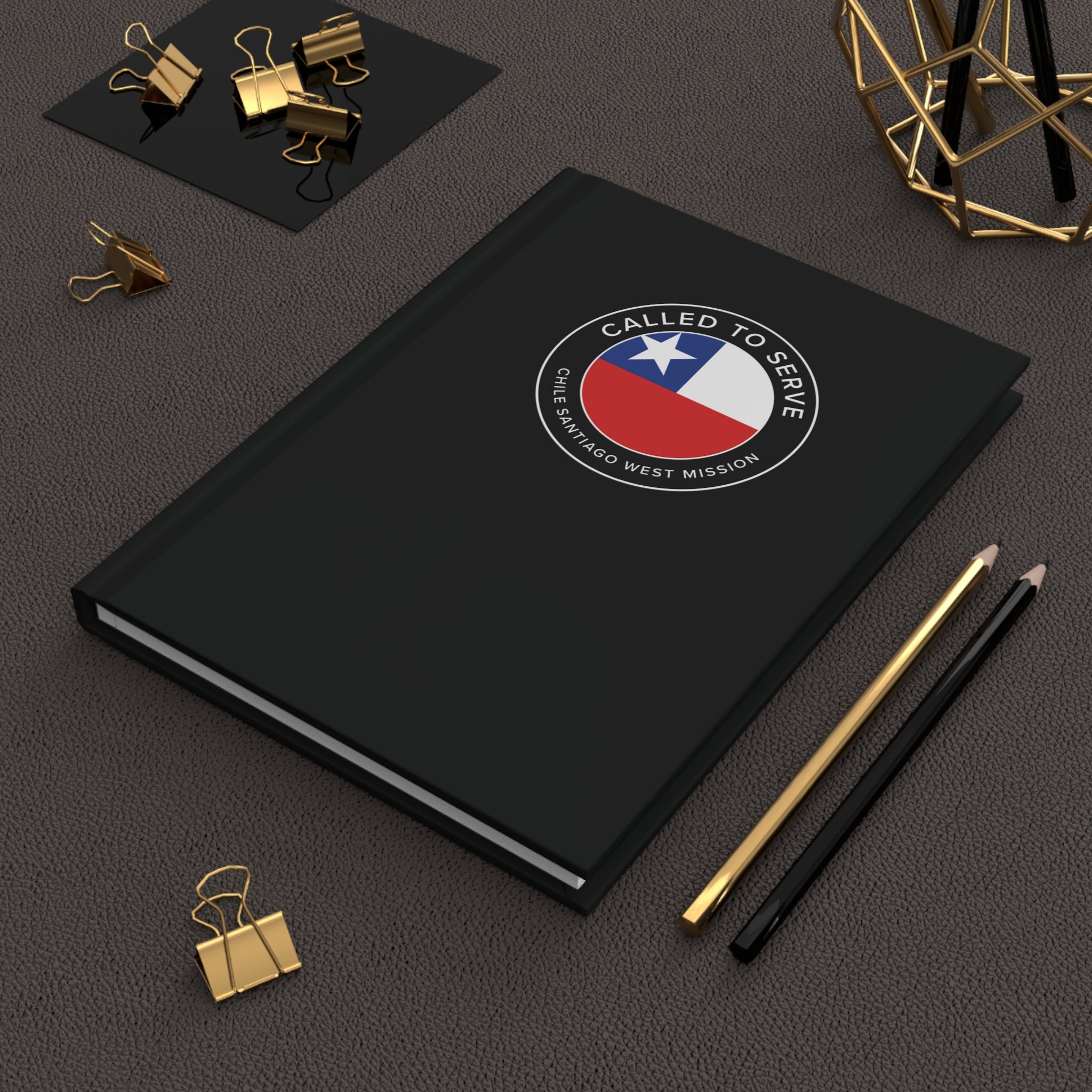 Chile Santiago West Mission Circle Flag Called to Serve Black Hardcover Journal Matte - Mission Wishlist - LDS Missionary Gift Store