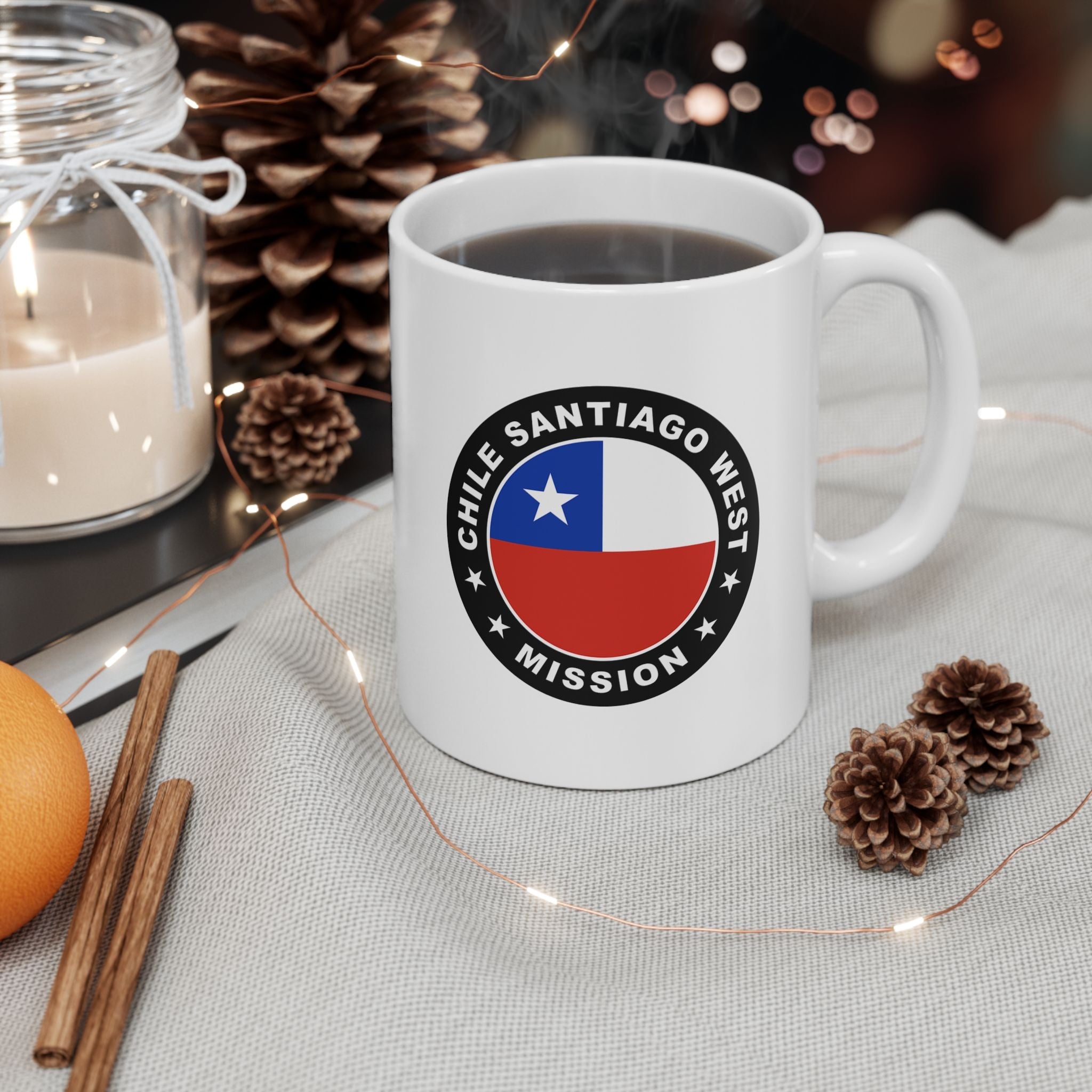 Chile Santiago West Mission Circular Flag White Ceramic Mug - Mission Wishlist - LDS Missionary Gift Store