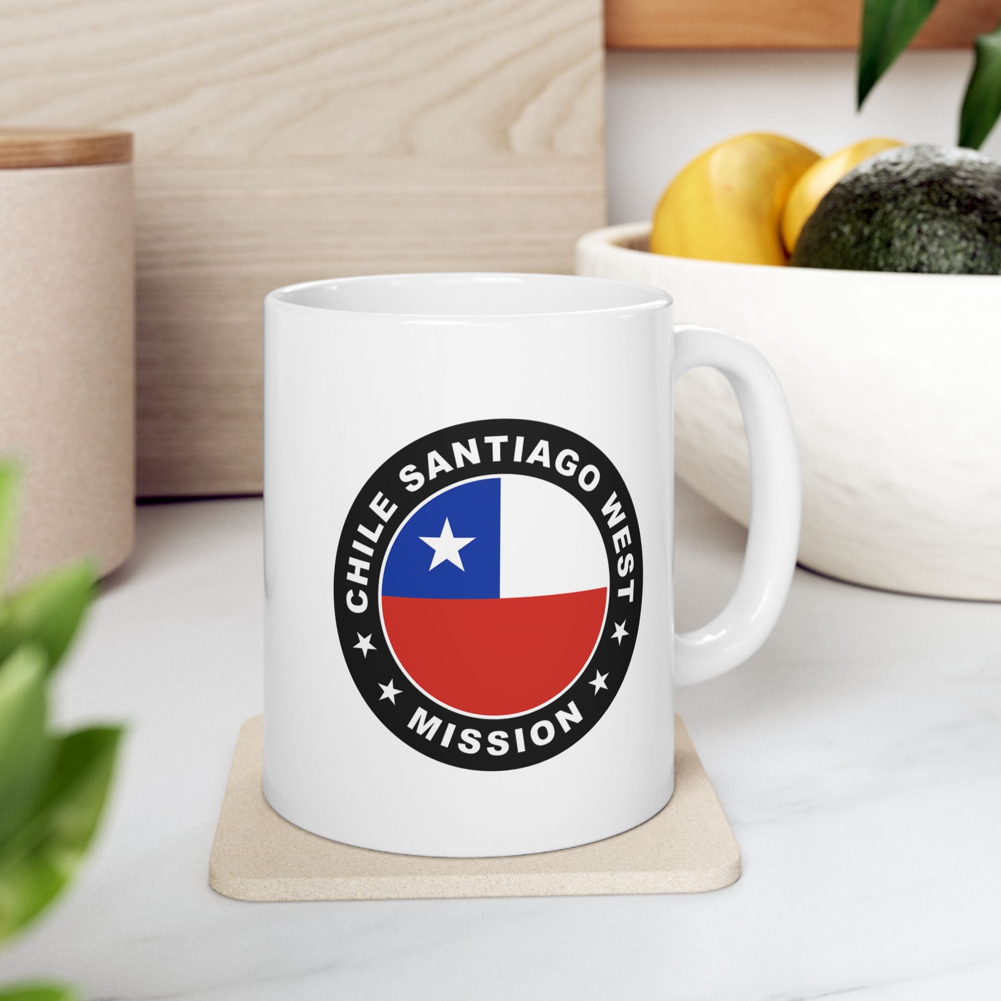 Chile Santiago West Mission Circular Flag White Ceramic Mug - Mission Wishlist - LDS Missionary Gift Store