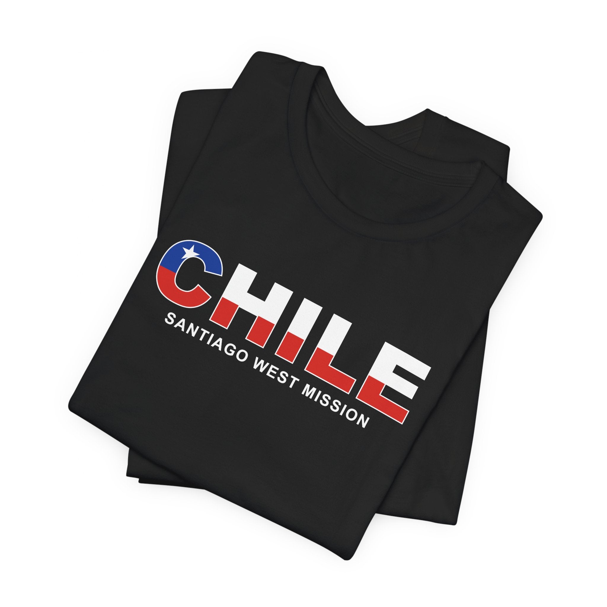 Chile Santiago West Mission Flag Title T-shirt - Mission Wishlist - LDS Missionary Gift Store