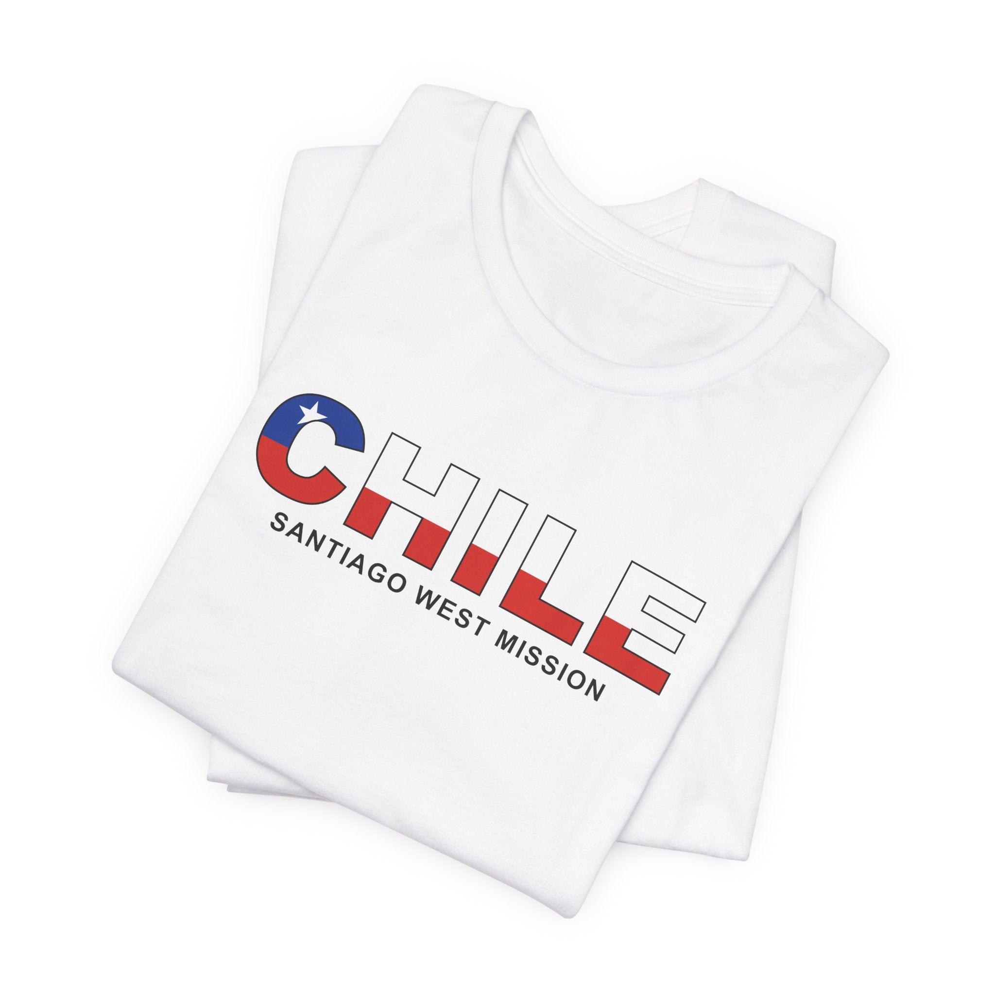 Chile Santiago West Mission Flag Title T-shirt - Mission Wishlist - LDS Missionary Gift Store