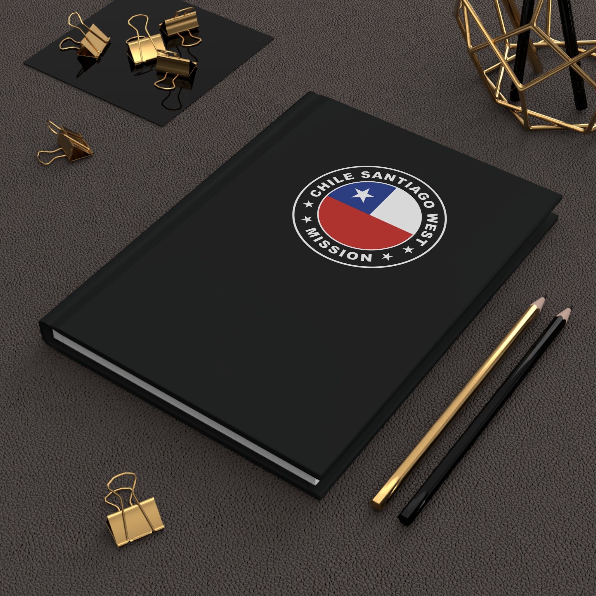 Chile Santiago West Mission Logo Design Black Hardcover Journal Matte - Mission Wishlist - LDS Missionary Gift Store