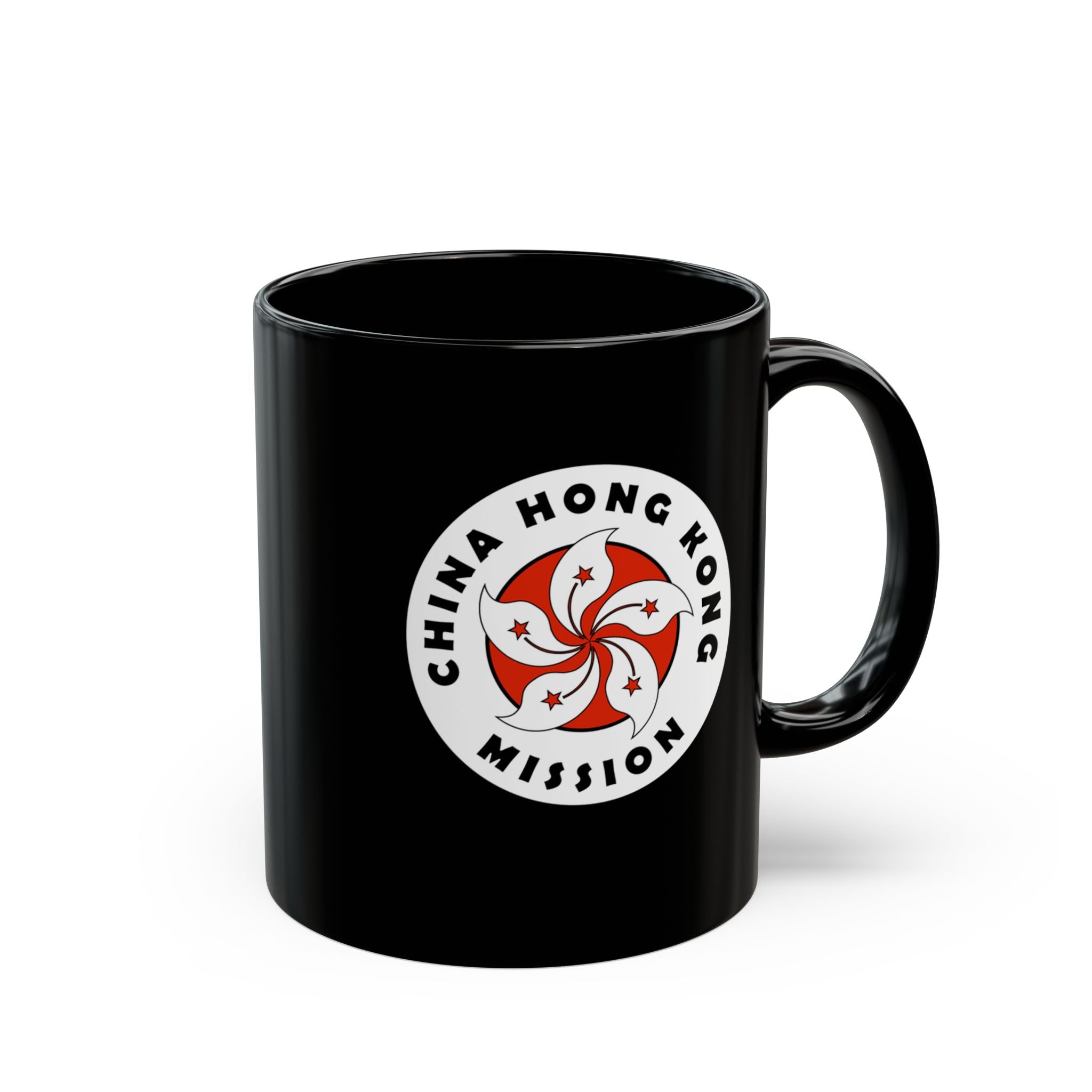 China Hong Kong Mission Circular Flag Black Ceramic Mug - Latter-Day Saint LDS Missionary Gift - Book of Mormon