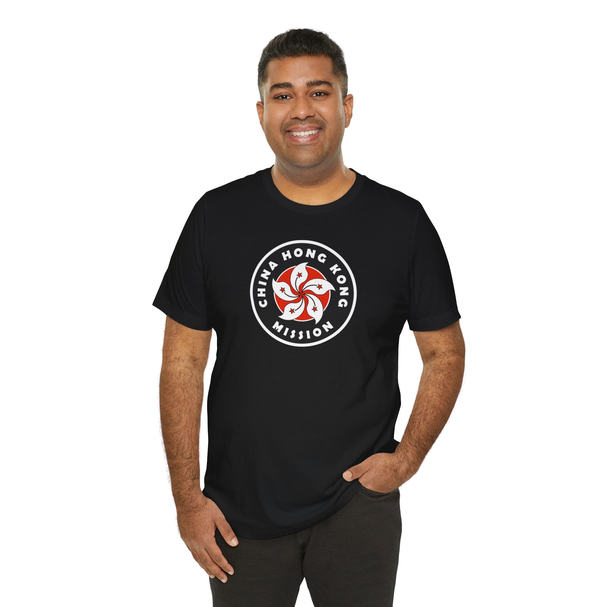China Hong Kong Mission Flag Logo (Black Border) T-shirt - Latter-Day Saint LDS Missionary Gift - Book of Mormon