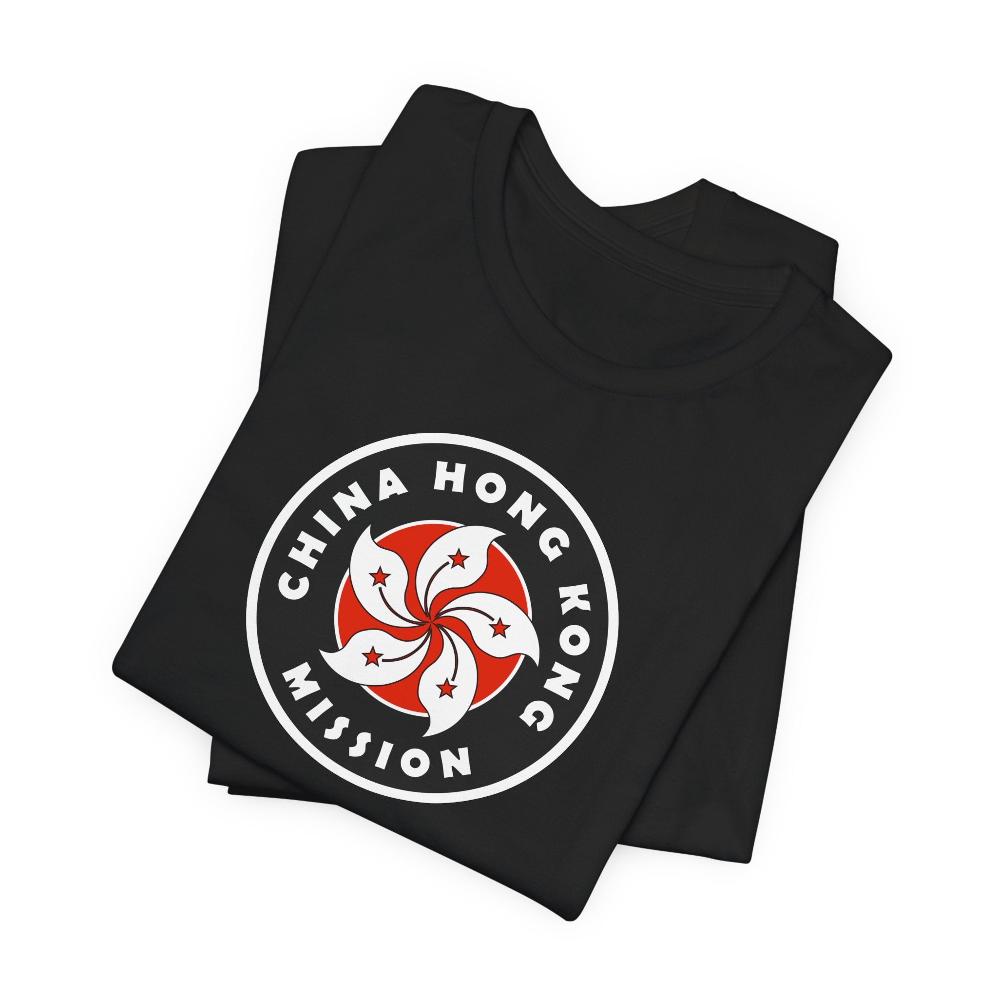 China Hong Kong Mission Flag Logo (Black Border) T-shirt - Latter-Day Saint LDS Missionary Gift - Book of Mormon