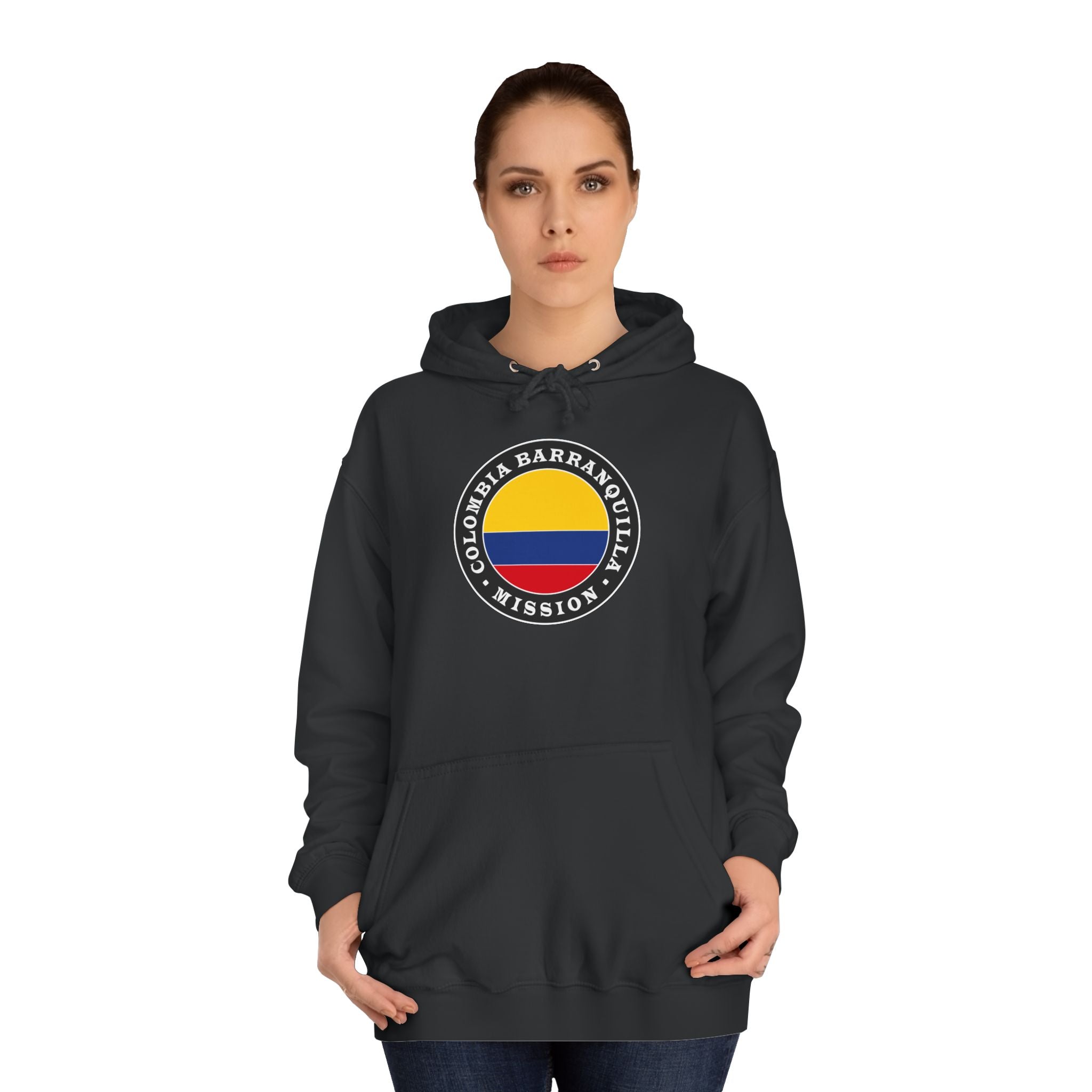 Colombia Barranquilla Mission Flag Logo (Black Border) College Hoodie - Latter-Day Saint LDS Missionary Gift - Book of Mormon