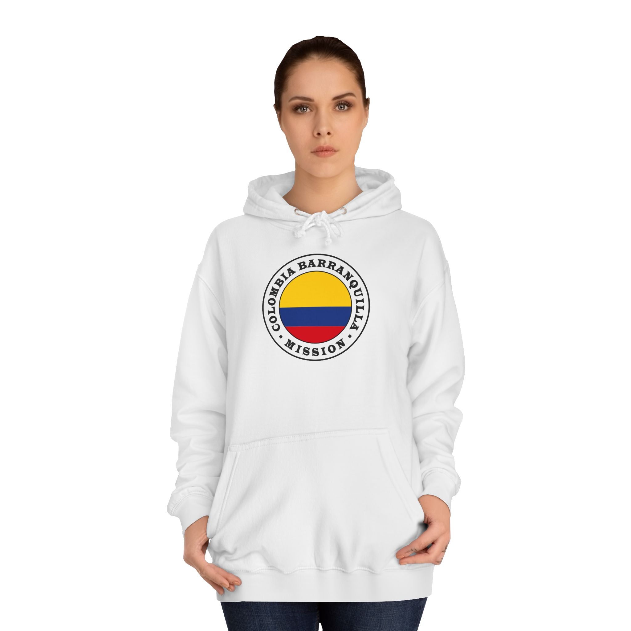 Colombia Barranquilla Mission Flag Logo (White Border) College Hoodie - Latter-Day Saint LDS Missionary Gift - Book of Mormon
