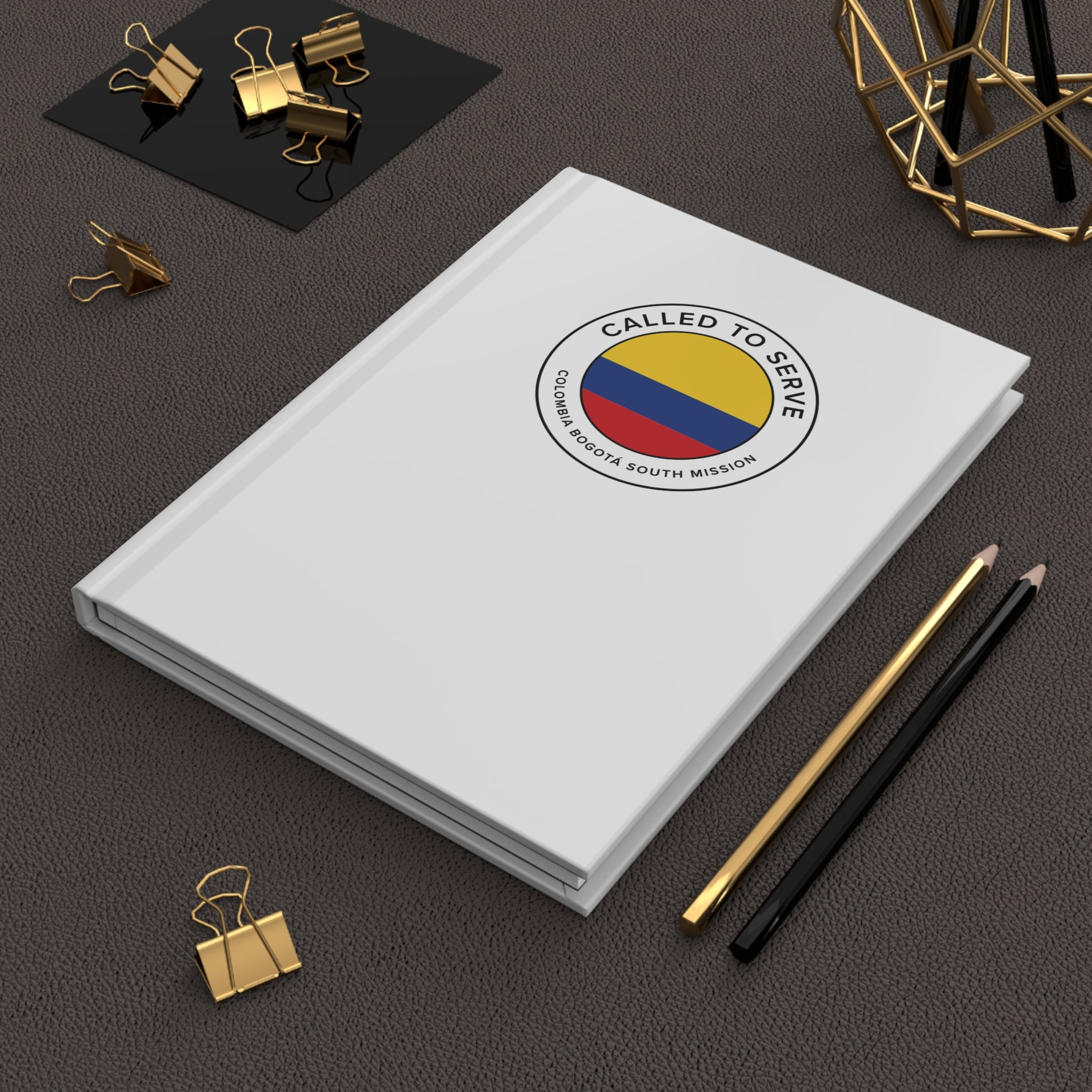 Colombia Bogota South Mission Circle Flag Called to Serve White Hardcover Journal Matte - Latter-Day Saint LDS Missionary Gift - Book of Mormon