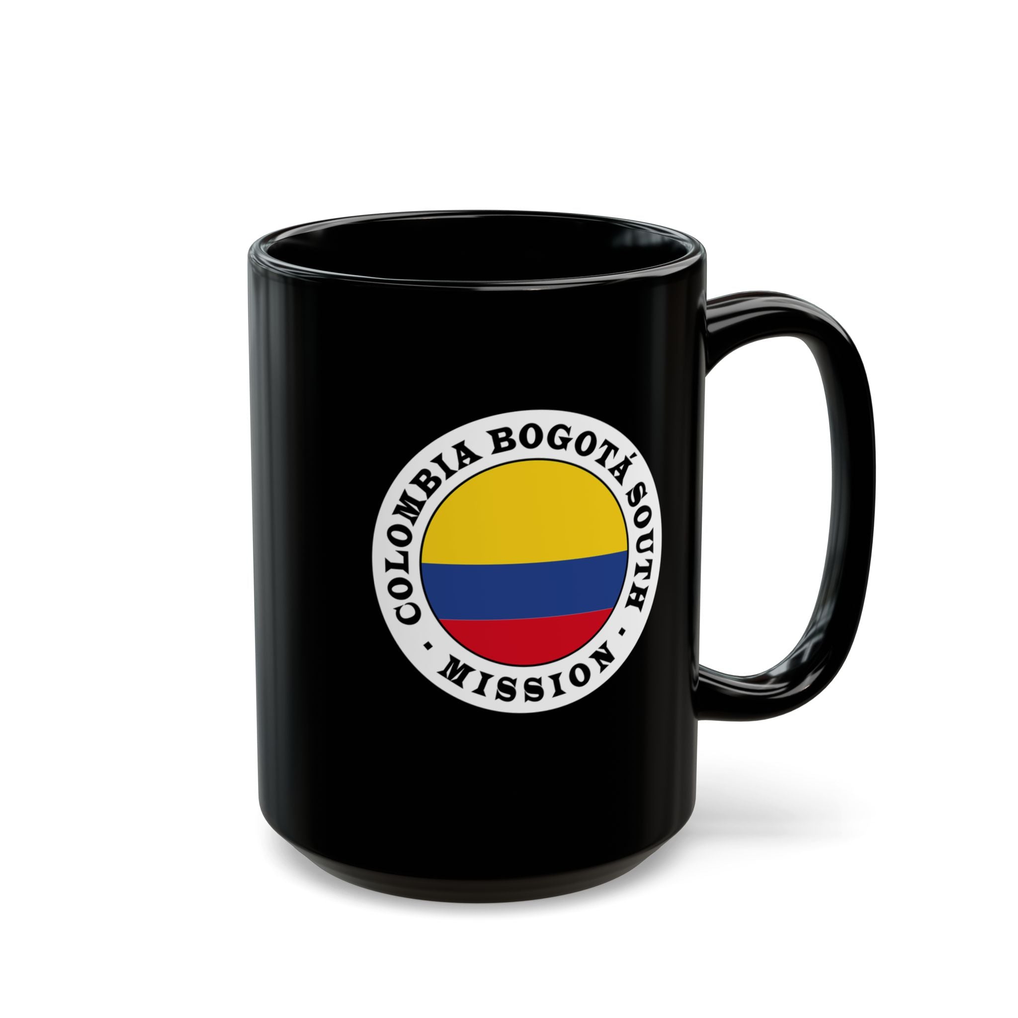 Colombia Bogota South Mission Circular Flag Black Ceramic Mug - Latter-Day Saint LDS Missionary Gift - Book of Mormon