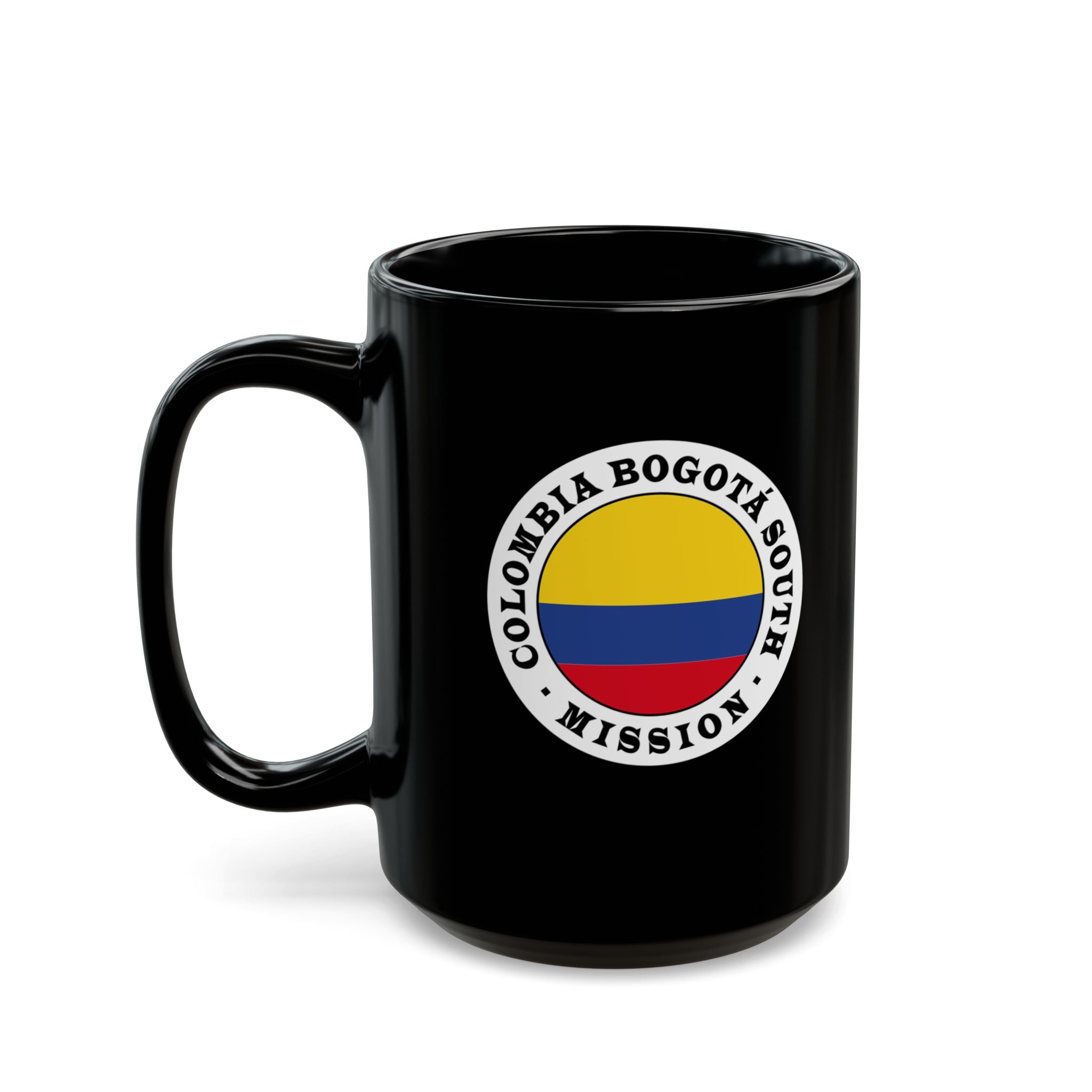 Colombia Bogota South Mission Circular Flag Black Ceramic Mug - Latter-Day Saint LDS Missionary Gift - Book of Mormon