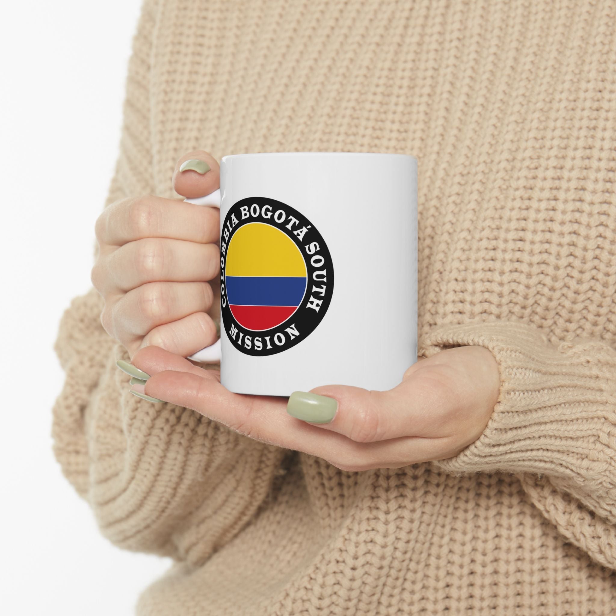 Colombia Bogota South Mission Circular Flag White Ceramic Mug - Mission Wishlist - LDS Missionary Gift Store