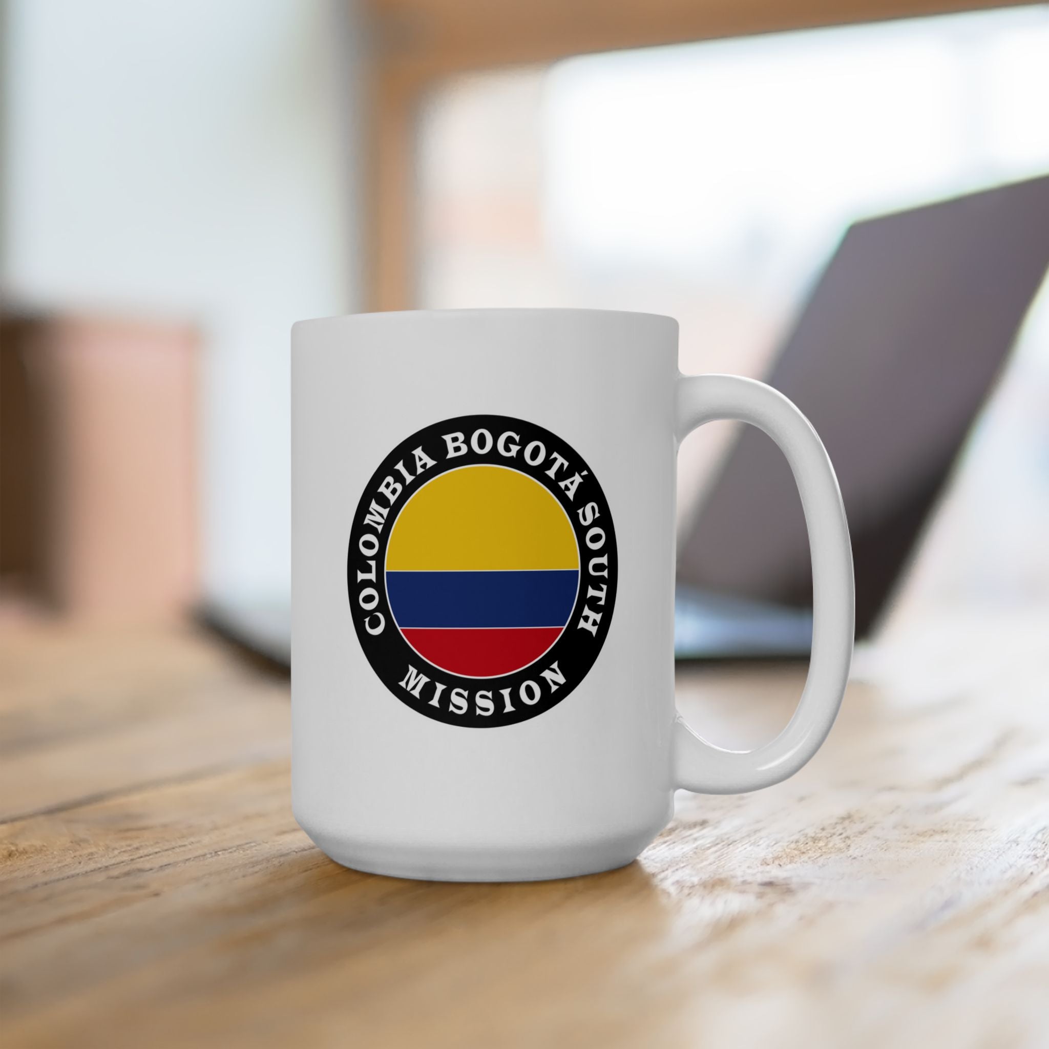 Colombia Bogota South Mission Circular Flag White Ceramic Mug - Mission Wishlist - LDS Missionary Gift Store