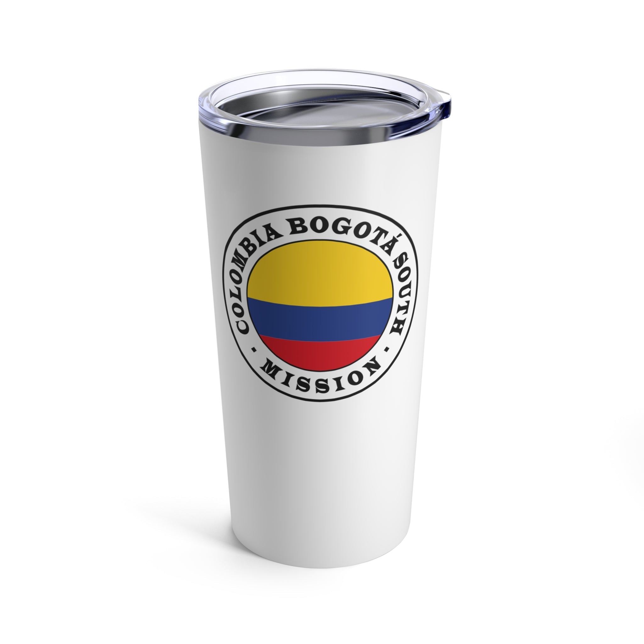 Colombia Bogota South Mission Flag Logo Tumbler 20oz White - Latter-Day Saint LDS Missionary Gift - Book of Mormon