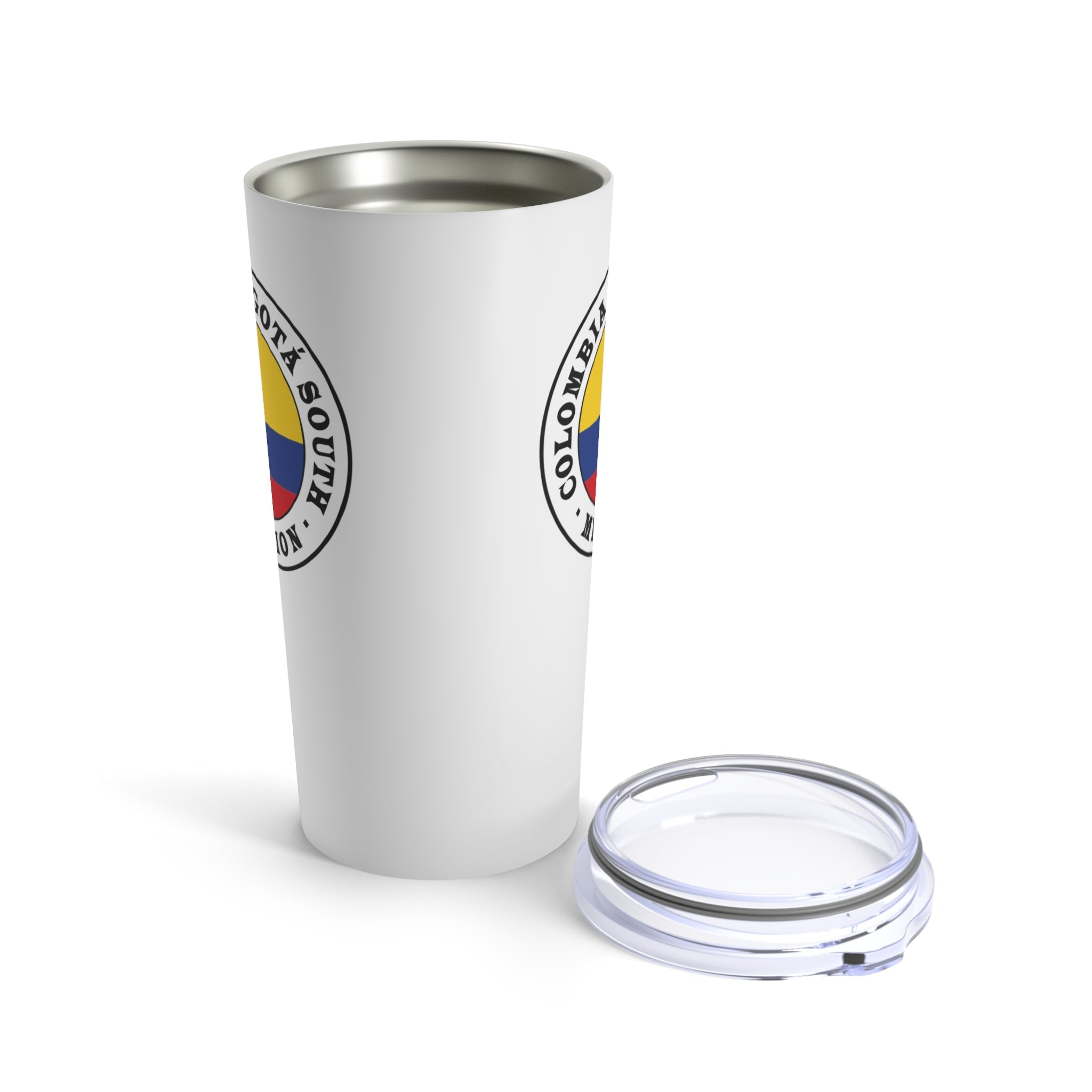 Colombia Bogota South Mission Flag Logo Tumbler 20oz White - Latter-Day Saint LDS Missionary Gift - Book of Mormon