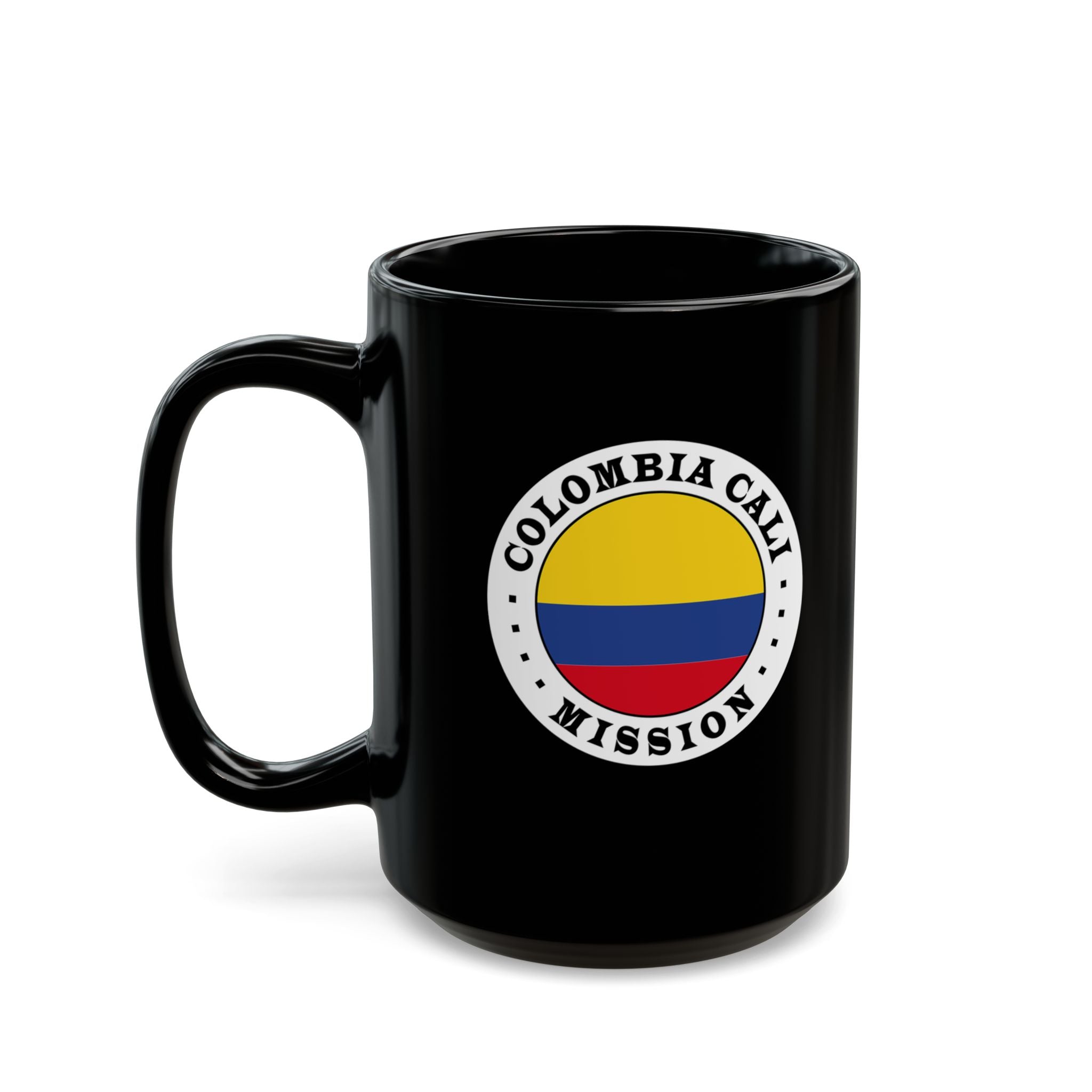 Colombia Cali Mission Circular Flag Black Ceramic Mug - Latter-Day Saint LDS Missionary Gift - Book of Mormon