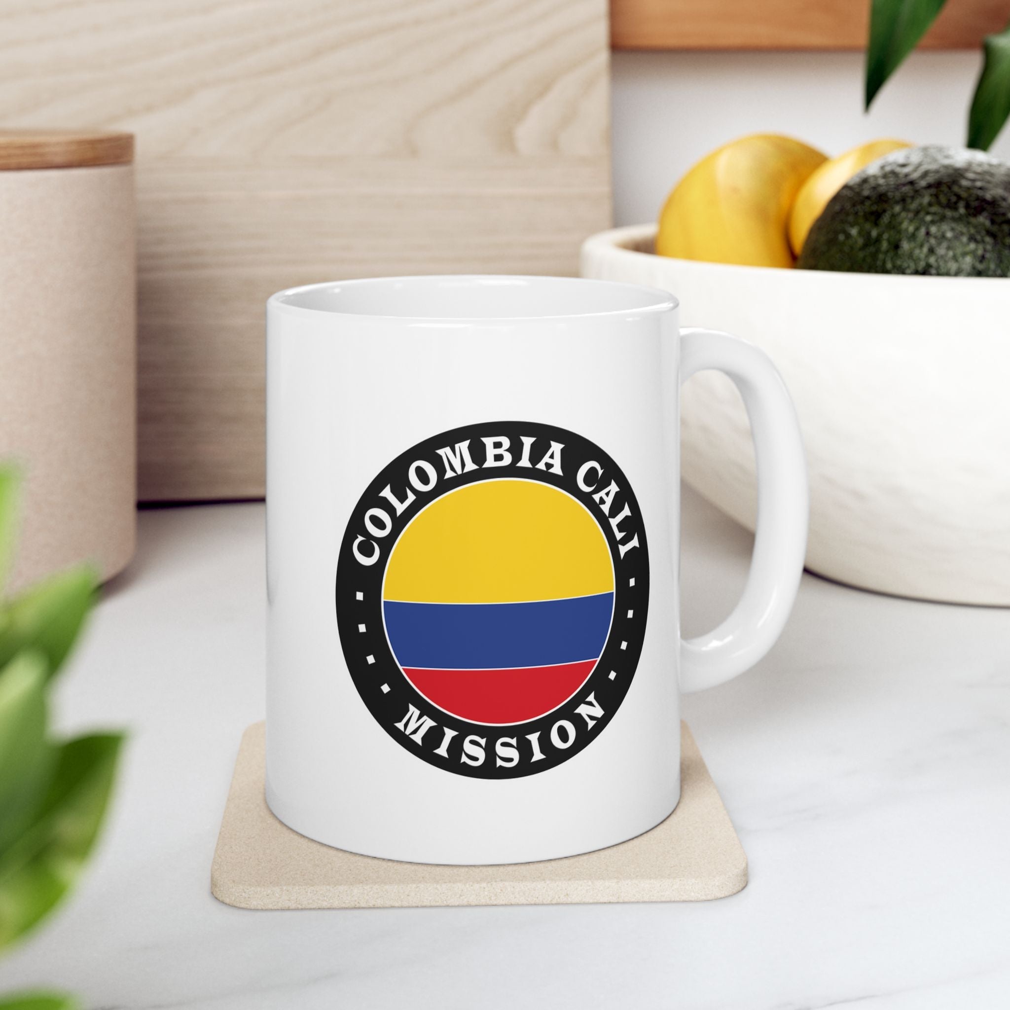 Colombia Cali Mission Circular Flag White Ceramic Mug - Latter-Day Saint LDS Missionary Gift - Book of Mormon