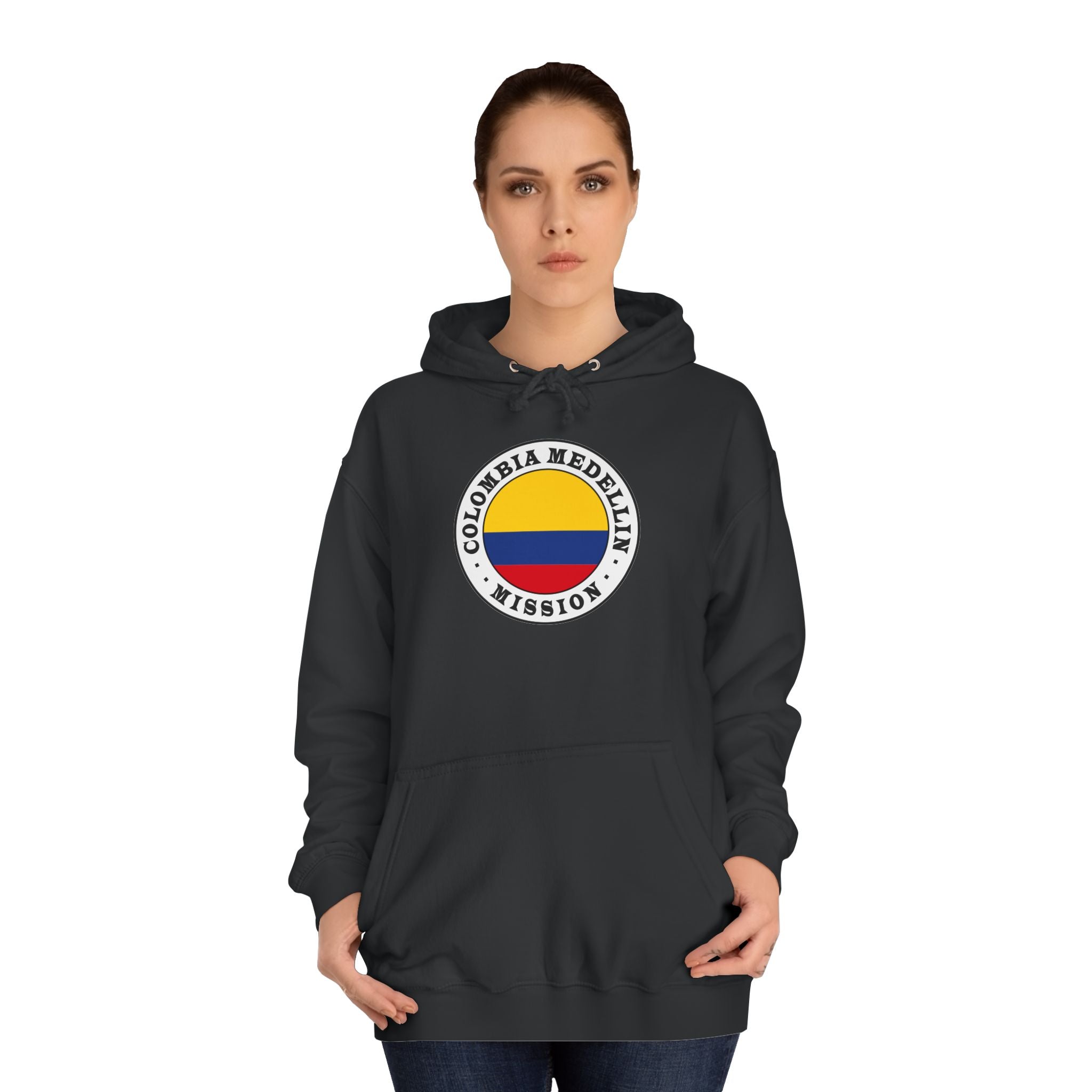 Colombia Medellin Mission Flag Logo (White Border) College Hoodie - Mission Wishlist - LDS Missionary Gift Store