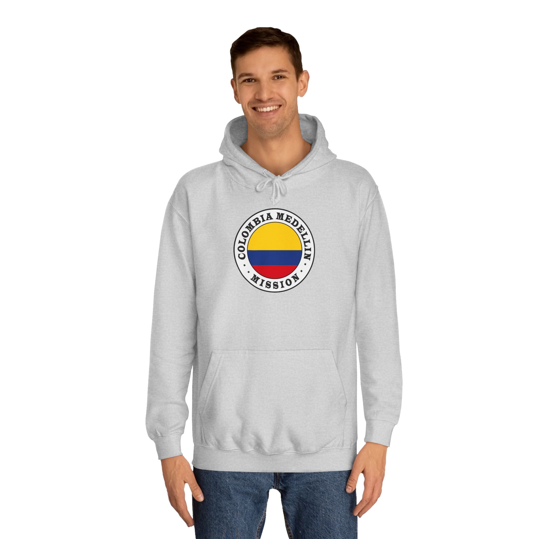 Colombia Medellin Mission Flag Logo (White Border) College Hoodie - Mission Wishlist - LDS Missionary Gift Store