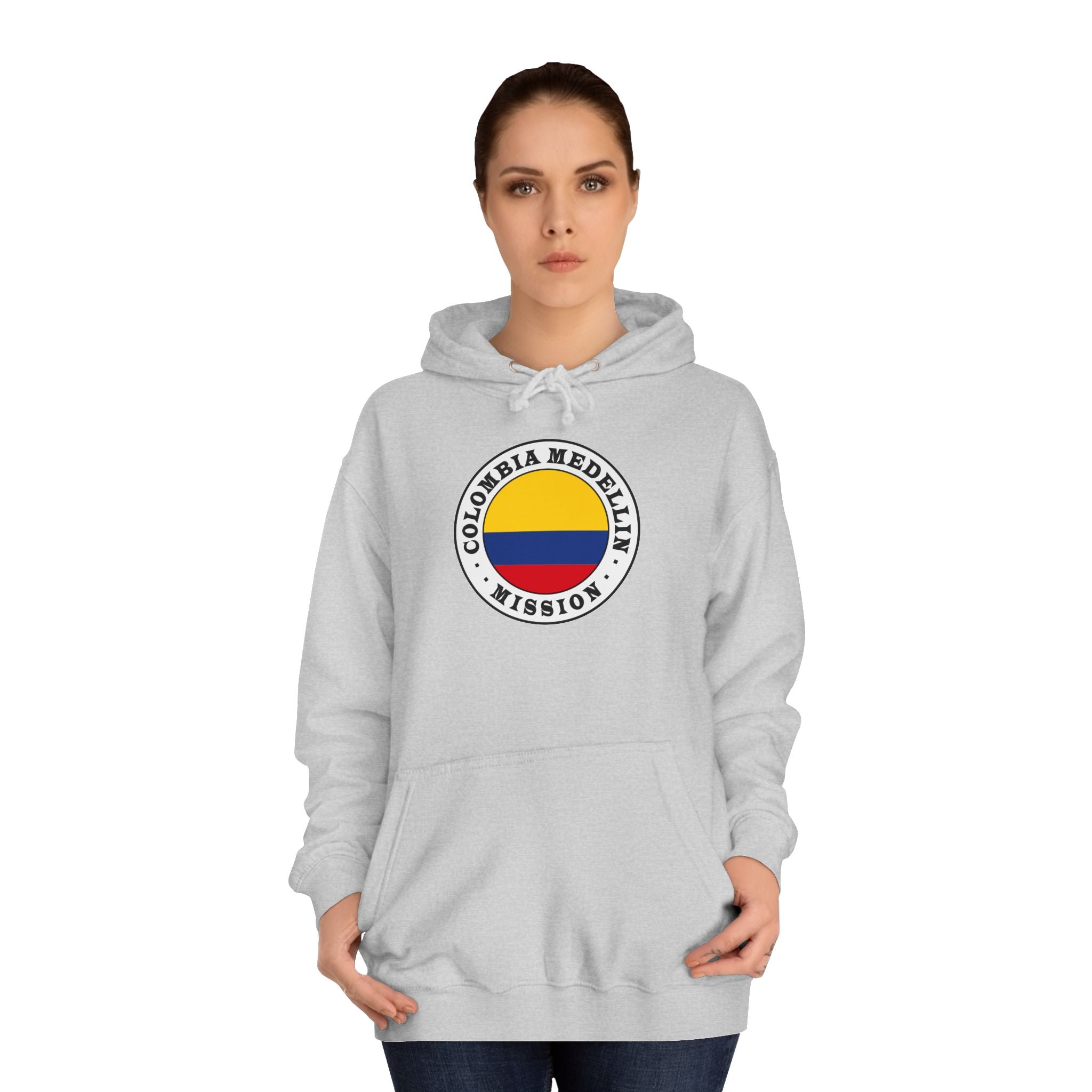 Colombia Medellin Mission Flag Logo (White Border) College Hoodie - Mission Wishlist - LDS Missionary Gift Store