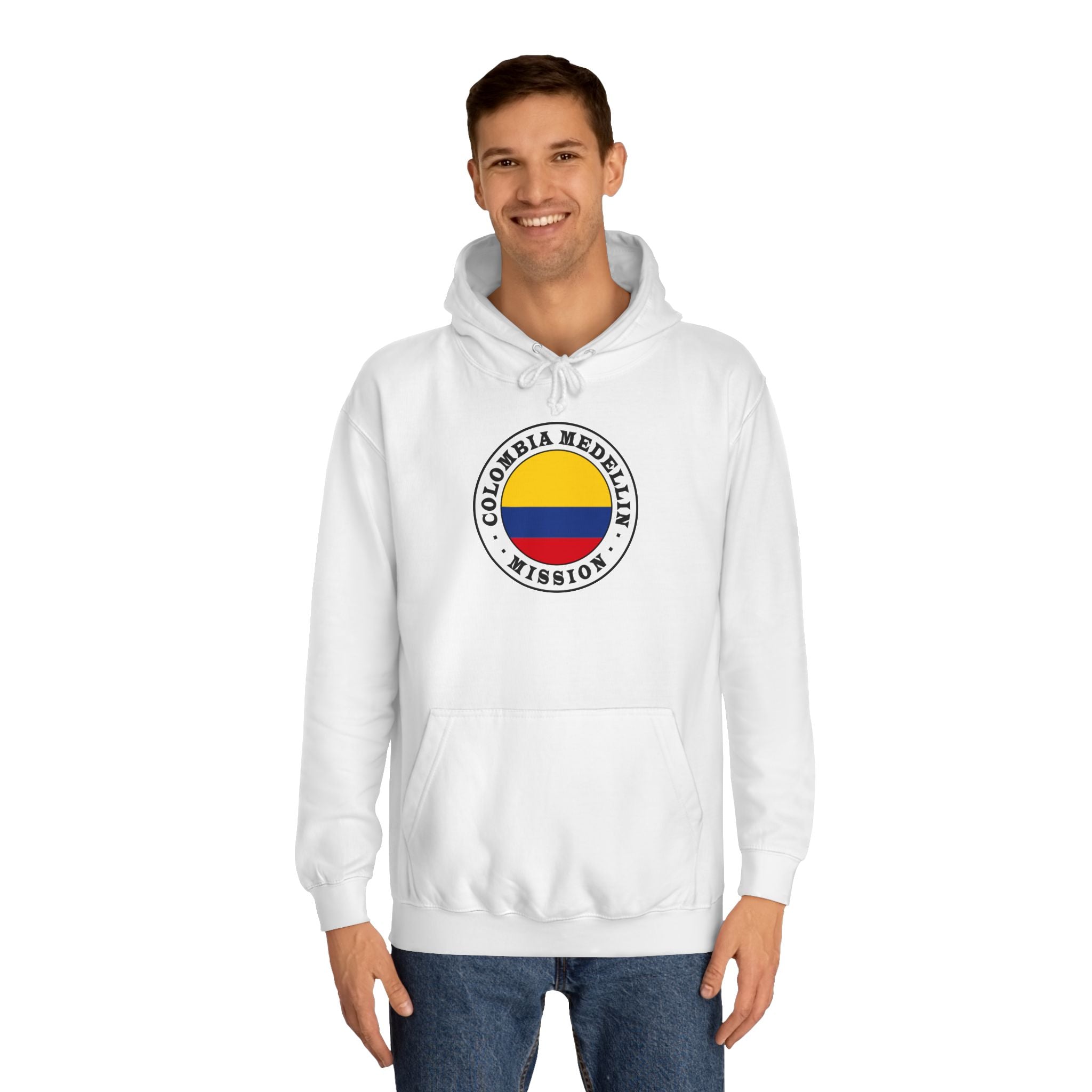 Colombia Medellin Mission Flag Logo (White Border) College Hoodie - Mission Wishlist - LDS Missionary Gift Store