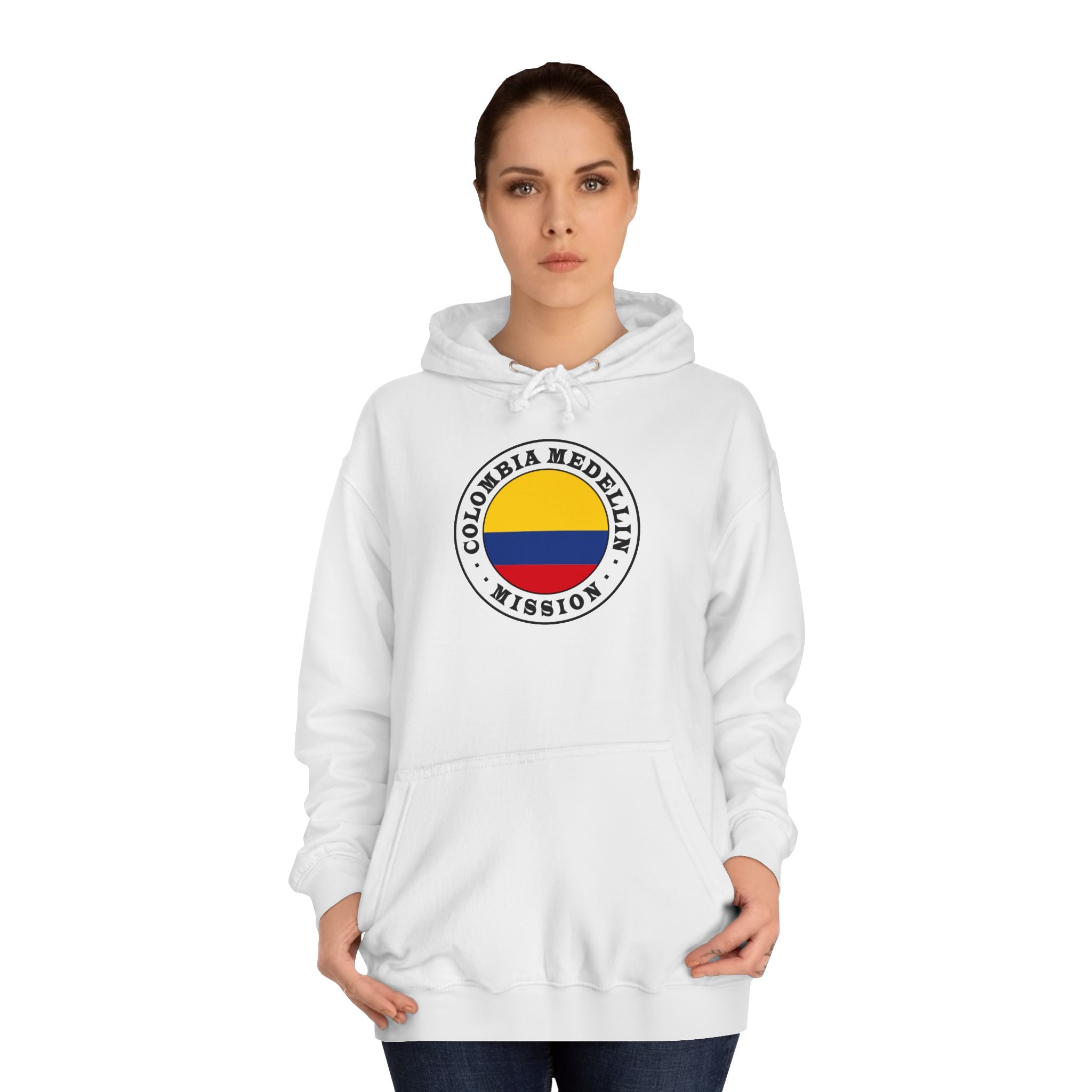 Colombia Medellin Mission Flag Logo (White Border) College Hoodie - Mission Wishlist - LDS Missionary Gift Store
