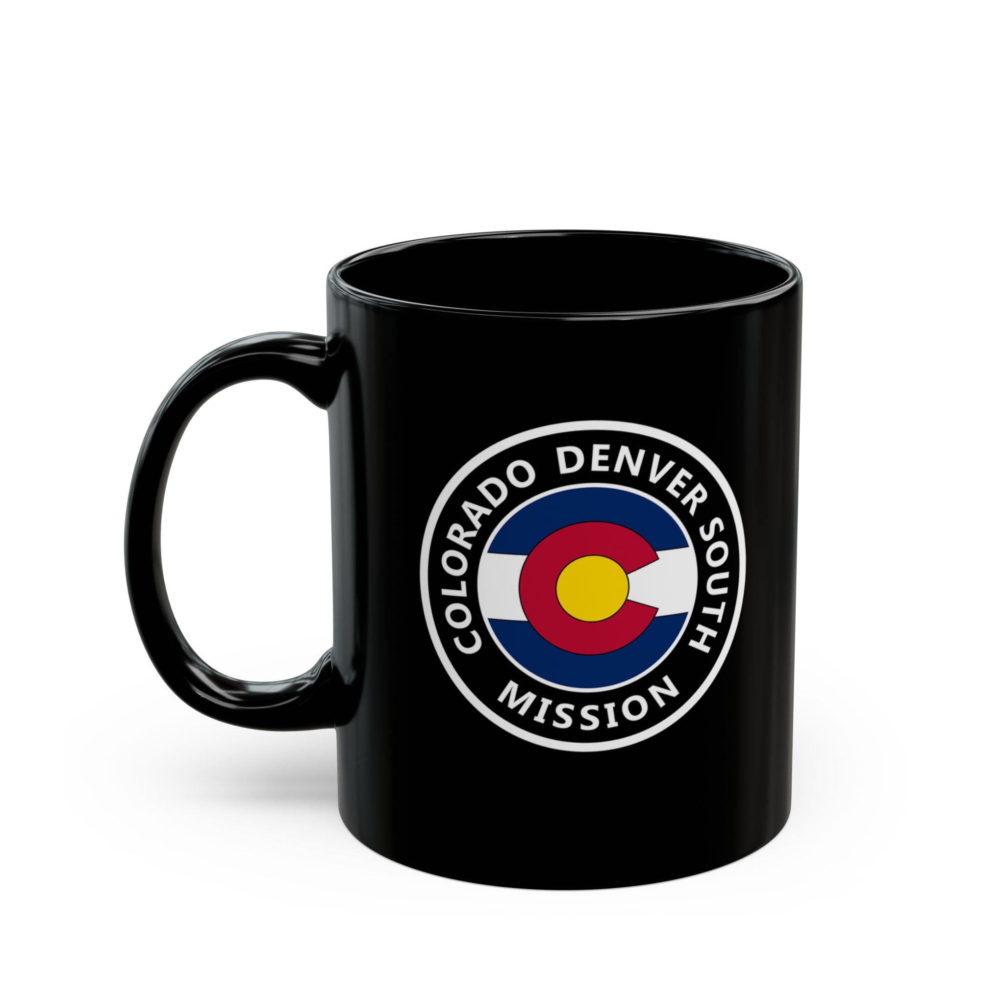 Colorado Denver South Mission State Flag Logo Ceramic Mug Black Name - Mission Wishlist - LDS Missionary Gift Store