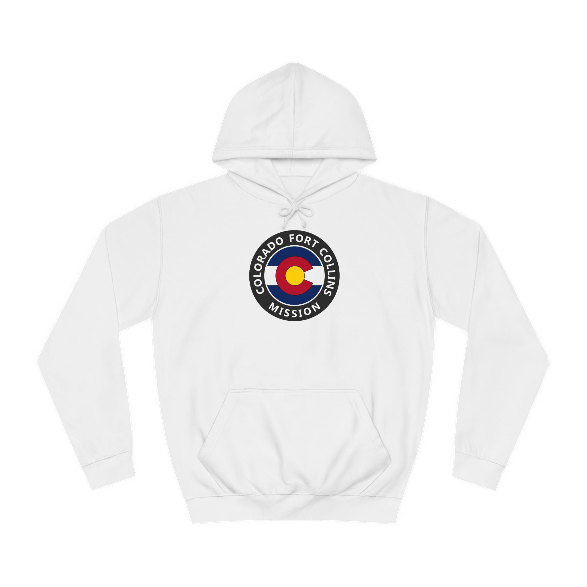 Colorado Fort Collins Mission State Flag Logo (Black Border) College Hoodie