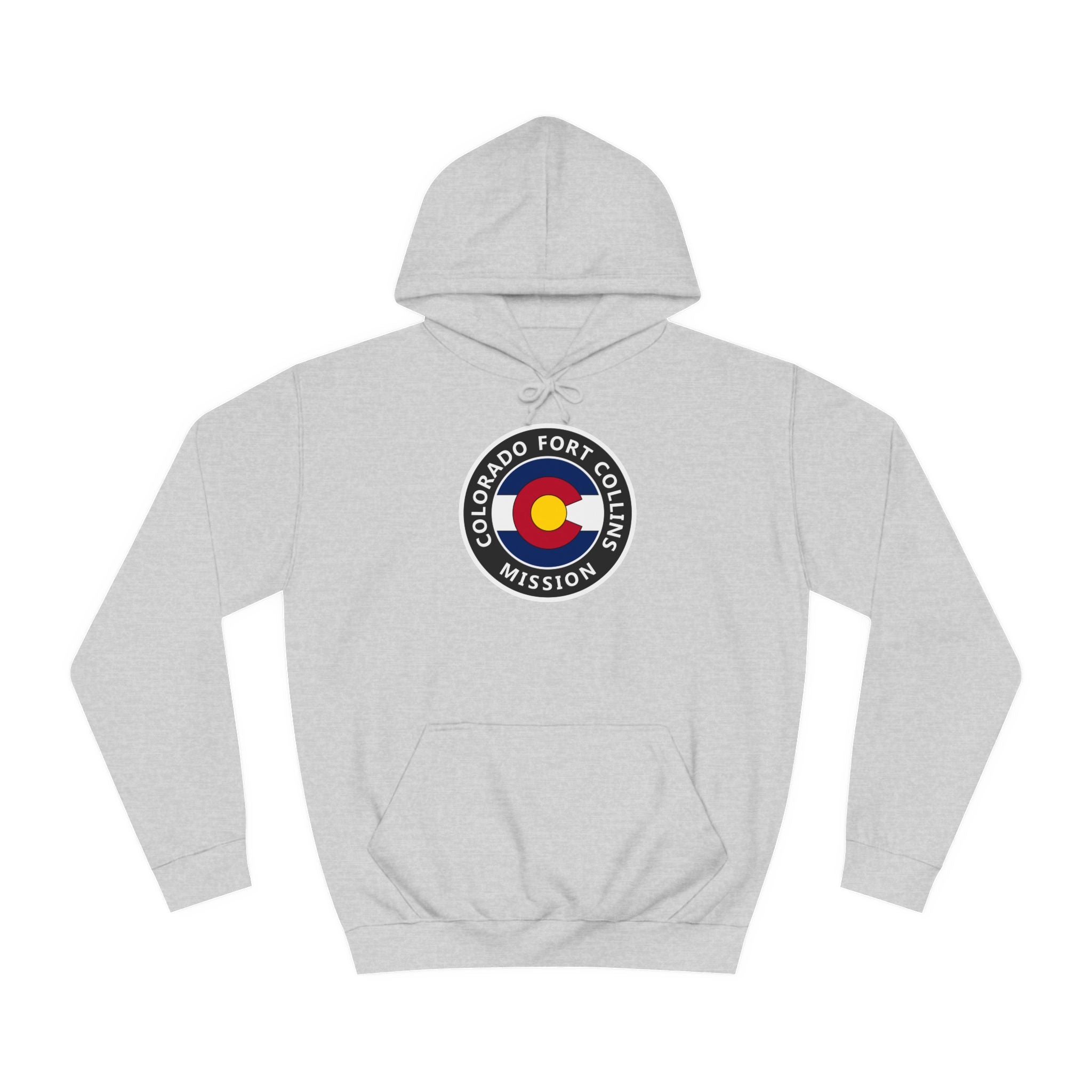 Colorado Fort Collins Mission State Flag Logo (Black Border) College Hoodie