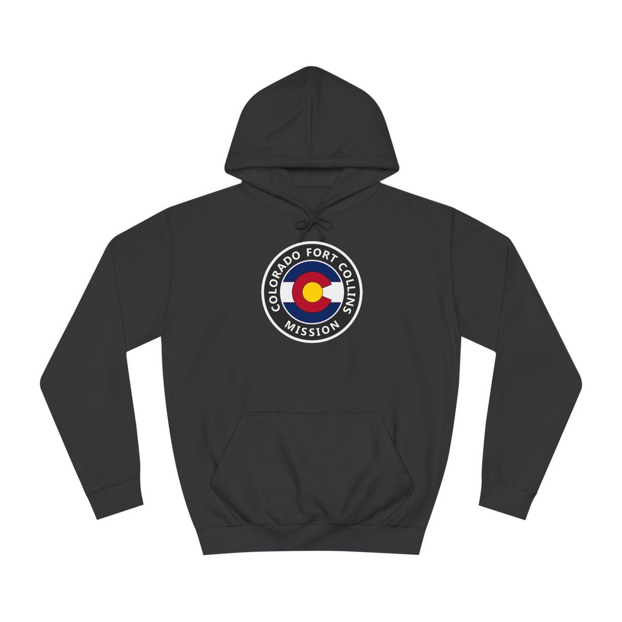 Colorado Fort Collins Mission State Flag Logo (Black Border) College Hoodie