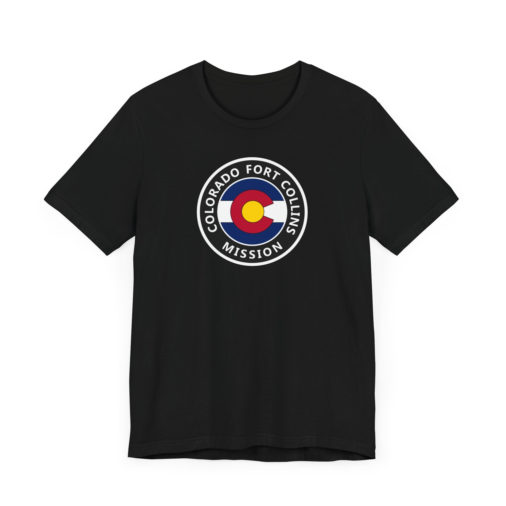 Colorado Fort Collins Mission State Flag Logo (Black Border) T-shirt - Latter-Day Saint LDS Missionary Gift - Book of Mormon