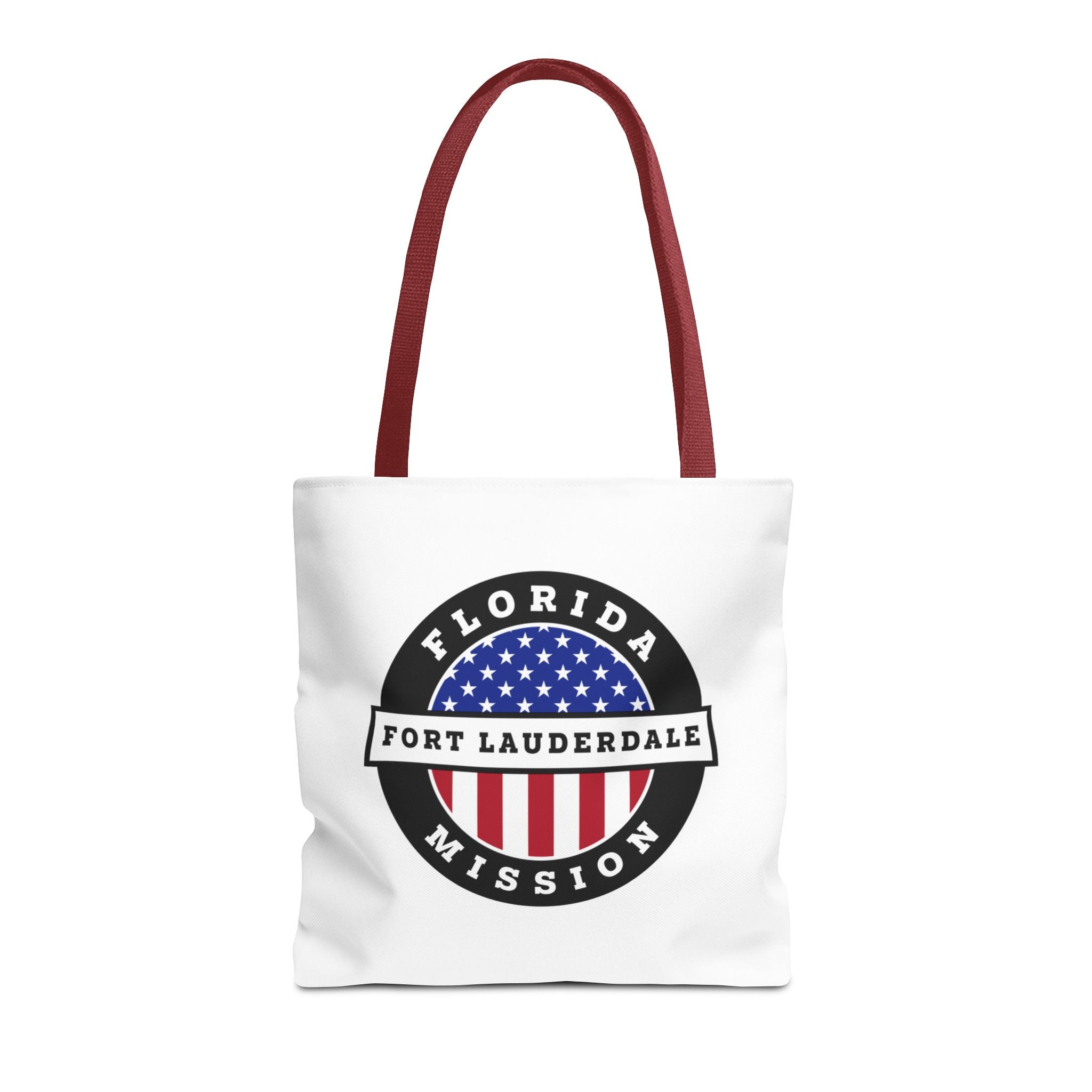 Colorado Fort Collins Mission USA Flag Logo Tote Bag White - Mission Wishlist - LDS Missionary Gift Store