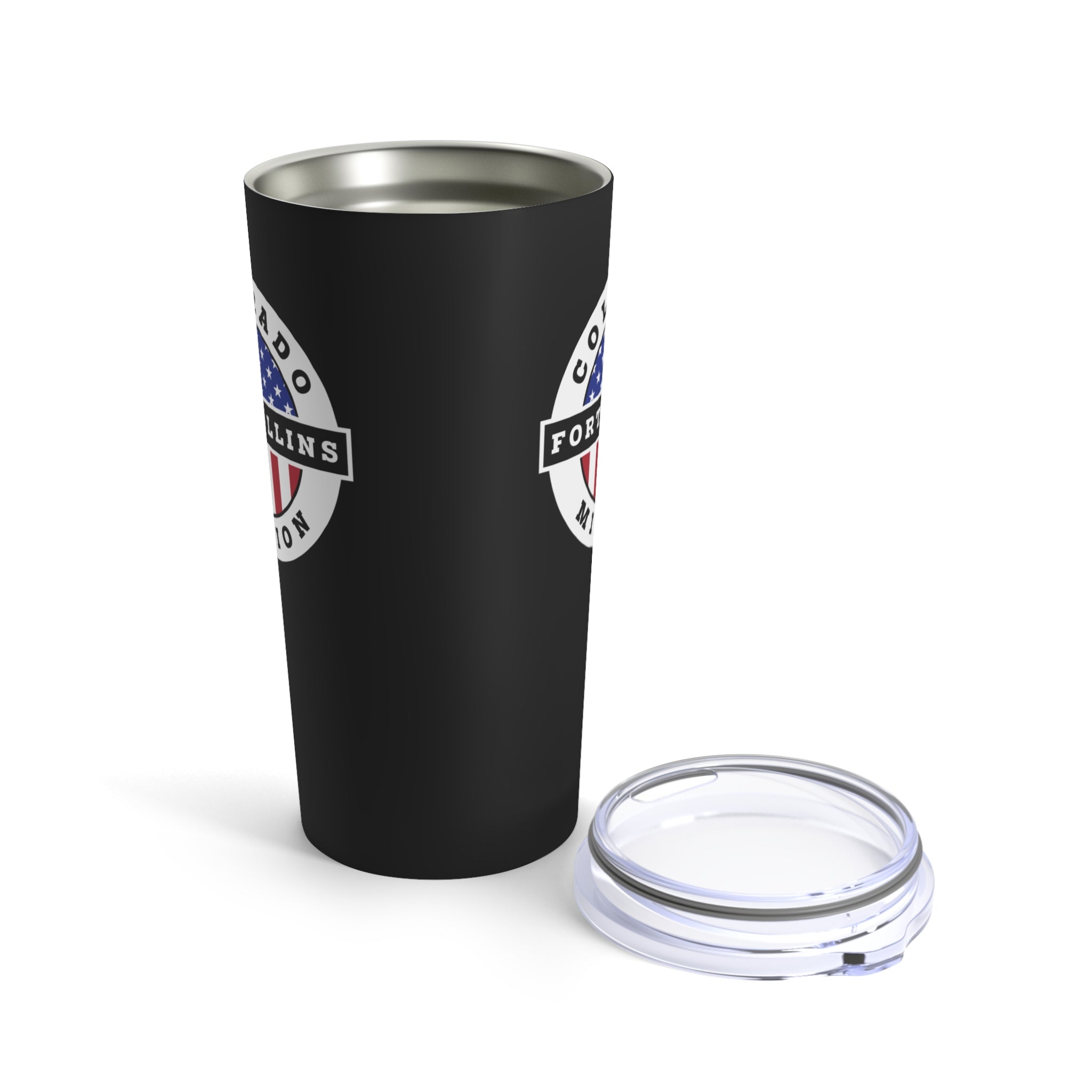 Colorado Fort Collins Mission USA Flag Logo Tumbler 20oz Black - Latter-Day Saint LDS Missionary Gift - Book of Mormon