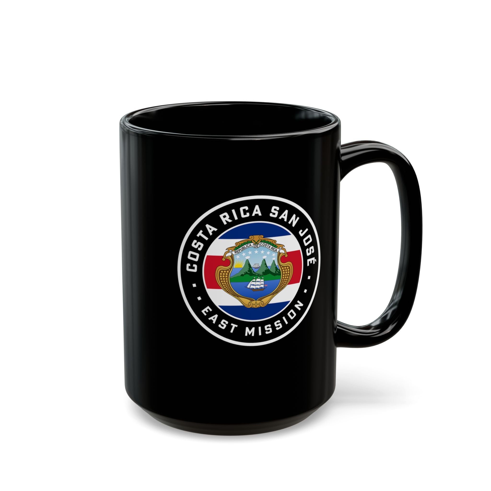 Costa Rica San Jose East Mission Circular Flag Black Ceramic Mug - Latter-Day Saint LDS Missionary Gift - Book of Mormon