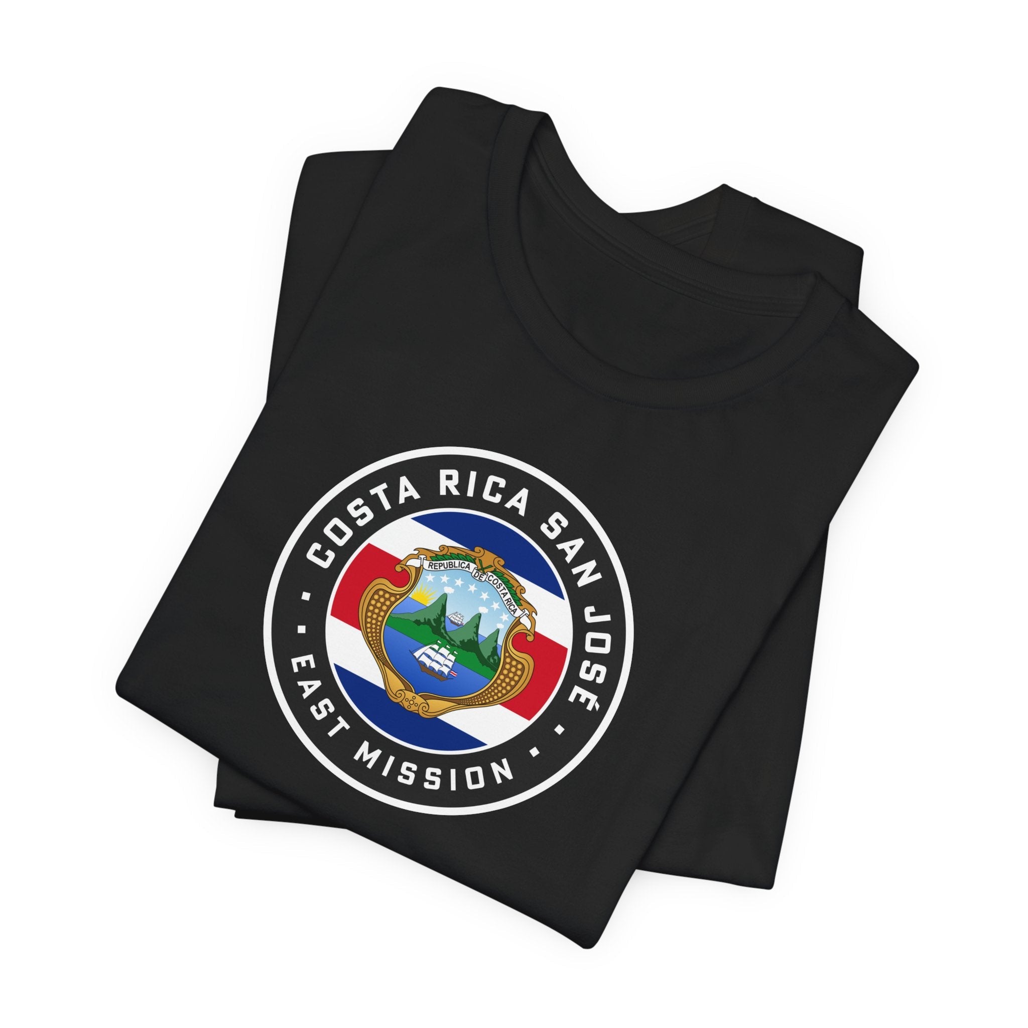 Costa Rica San Jose East Mission Flag Logo (Black Border) T-shirt - Mission Wishlist - LDS Missionary Gift Store