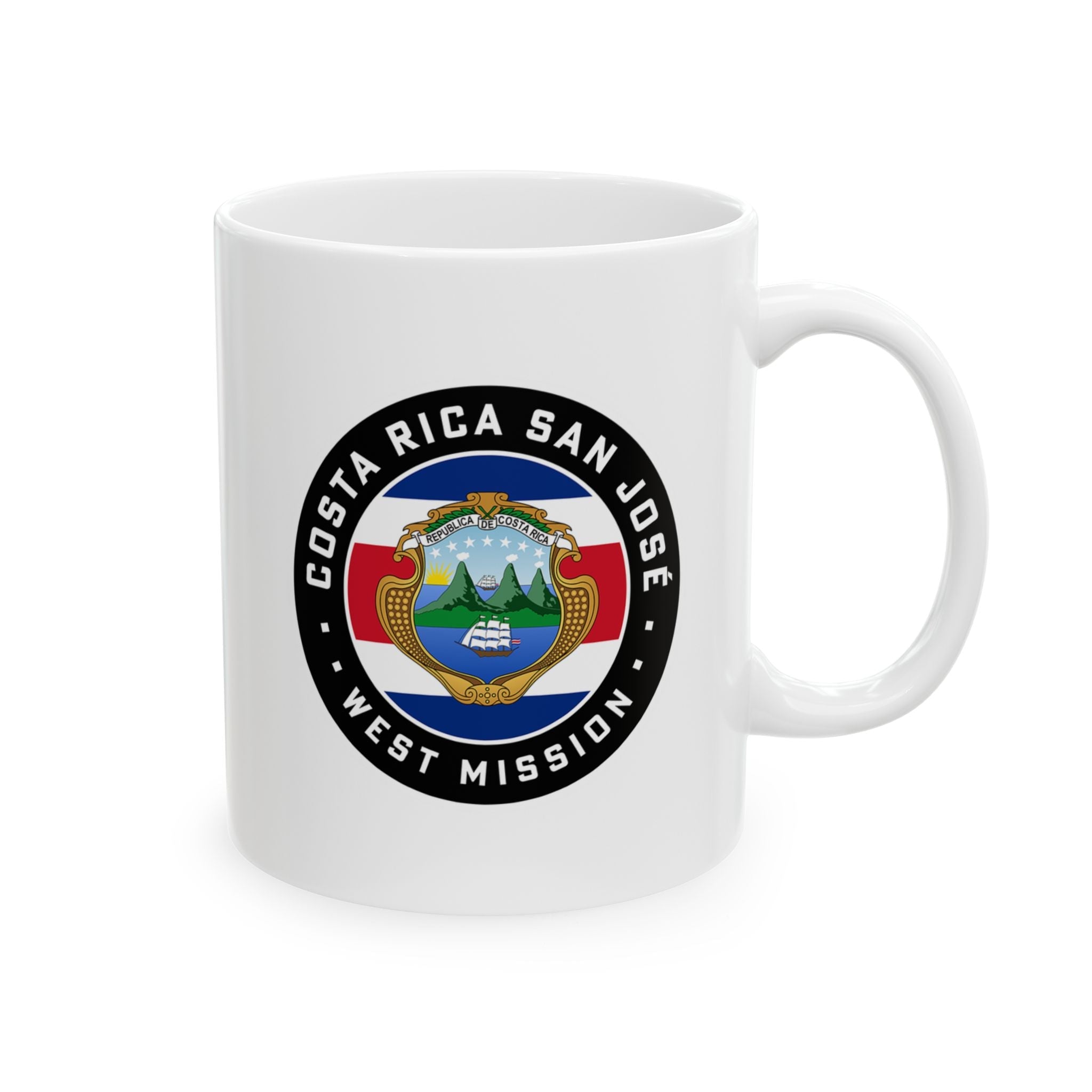 Costa Rica San Jose West Mission Circular Flag White Ceramic Mug - Mission Wishlist - LDS Missionary Gift Store