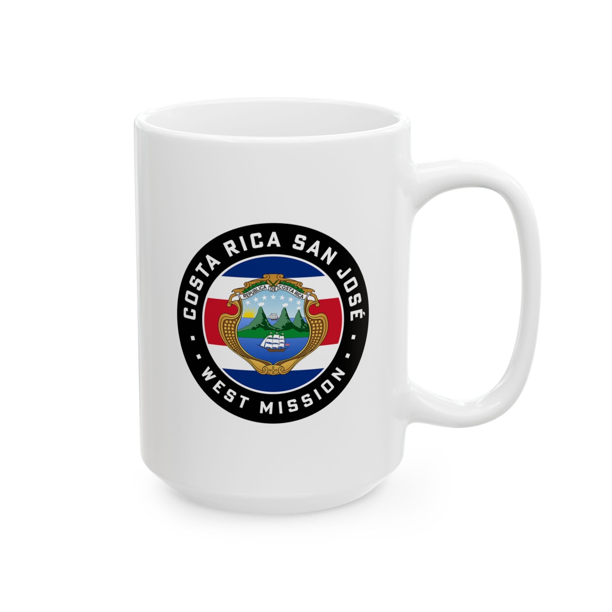 Costa Rica San Jose West Mission Circular Flag White Ceramic Mug - Mission Wishlist - LDS Missionary Gift Store