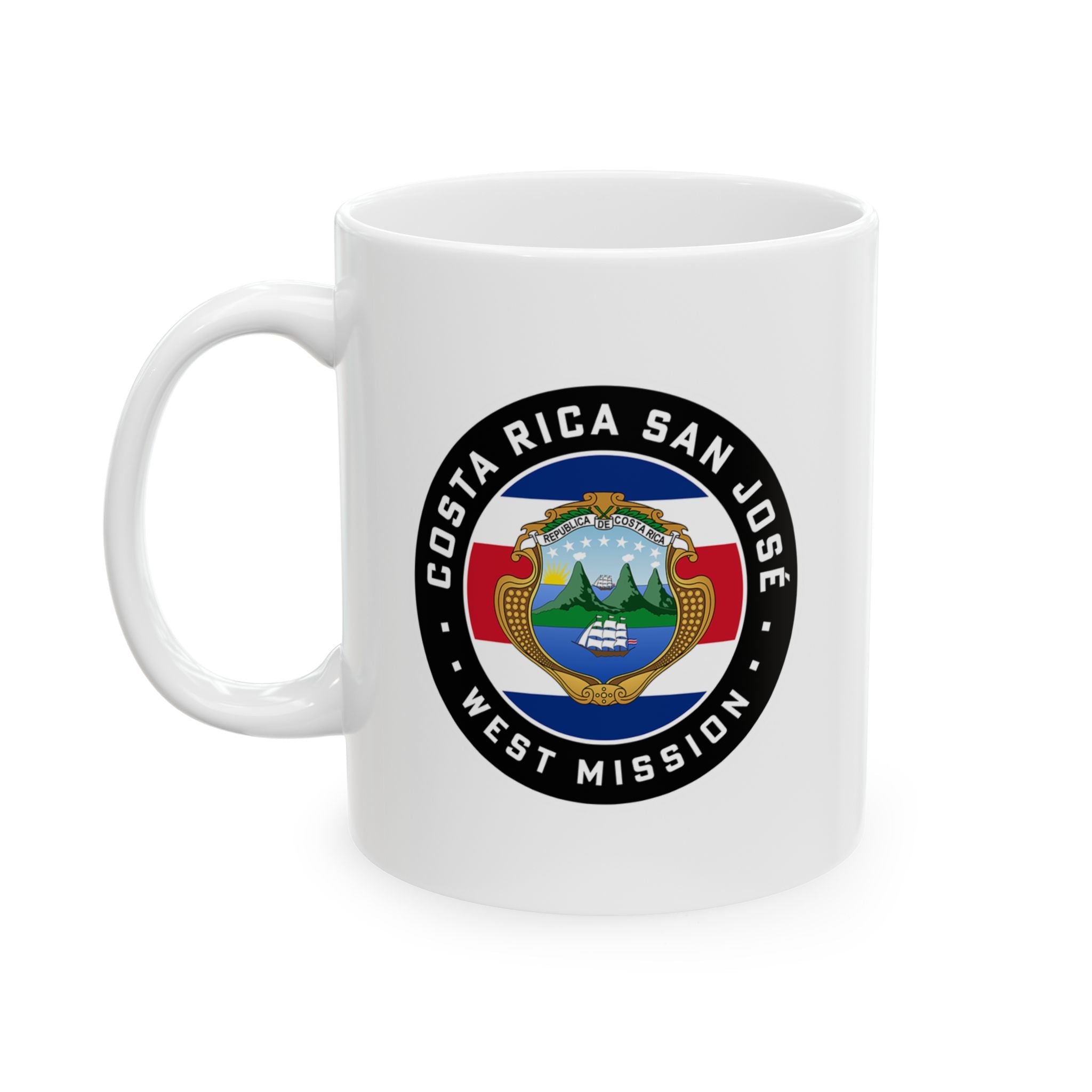 Costa Rica San Jose West Mission Circular Flag White Ceramic Mug - Mission Wishlist - LDS Missionary Gift Store
