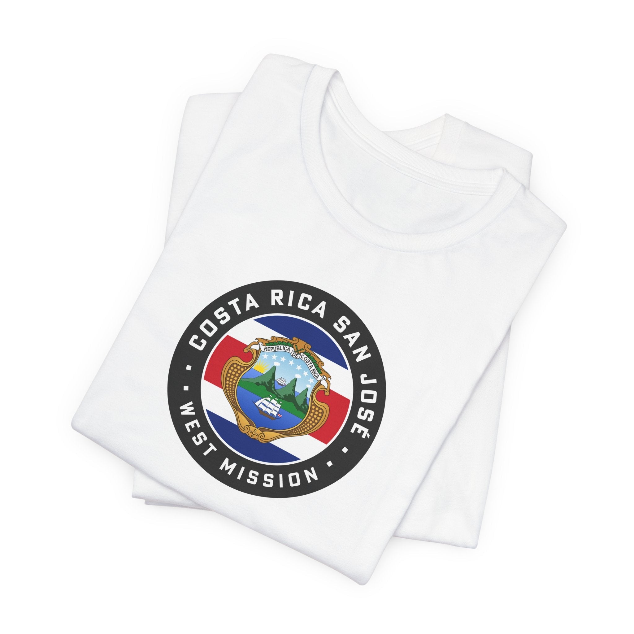 Costa Rica San Jose West Mission Flag Logo (Black Border) T-shirt - Mission Wishlist - LDS Missionary Gift Store