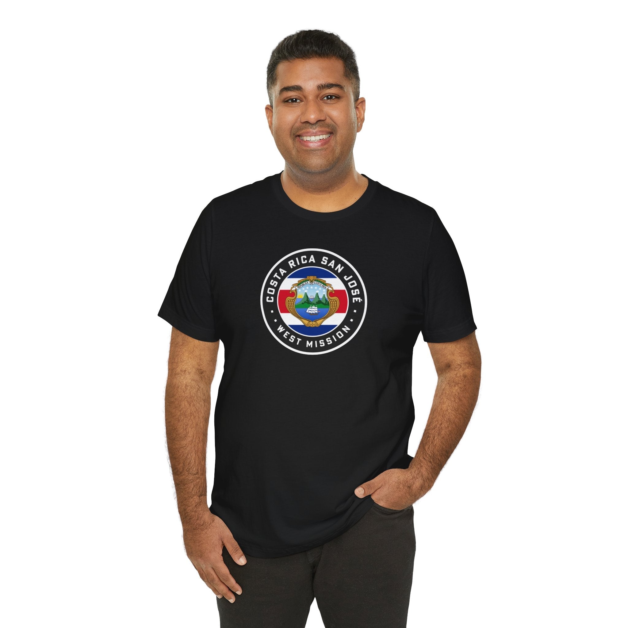 Costa Rica San Jose West Mission Flag Logo (Black Border) T-shirt - Mission Wishlist - LDS Missionary Gift Store