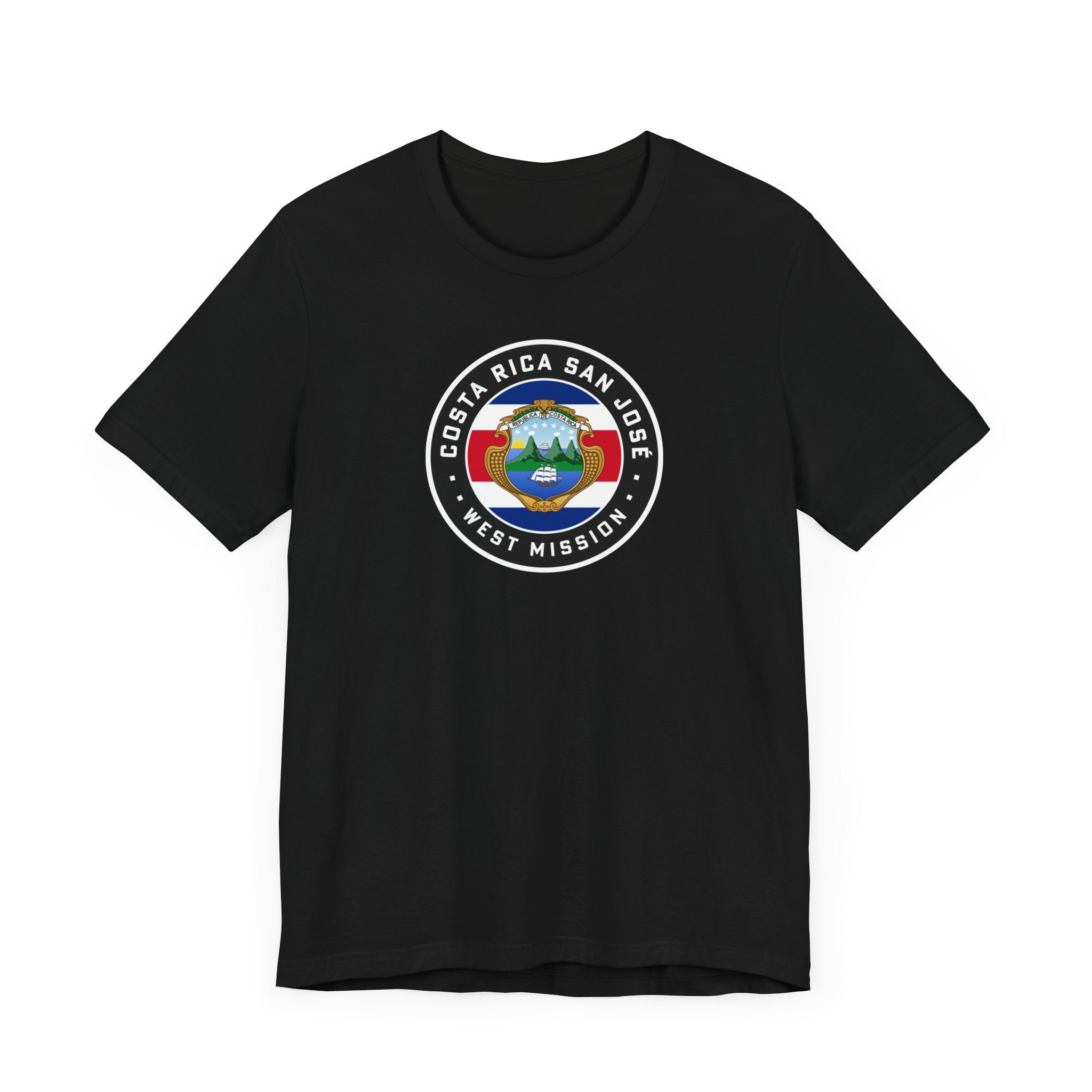 Costa Rica San Jose West Mission Flag Logo (Black Border) T-shirt - Mission Wishlist - LDS Missionary Gift Store