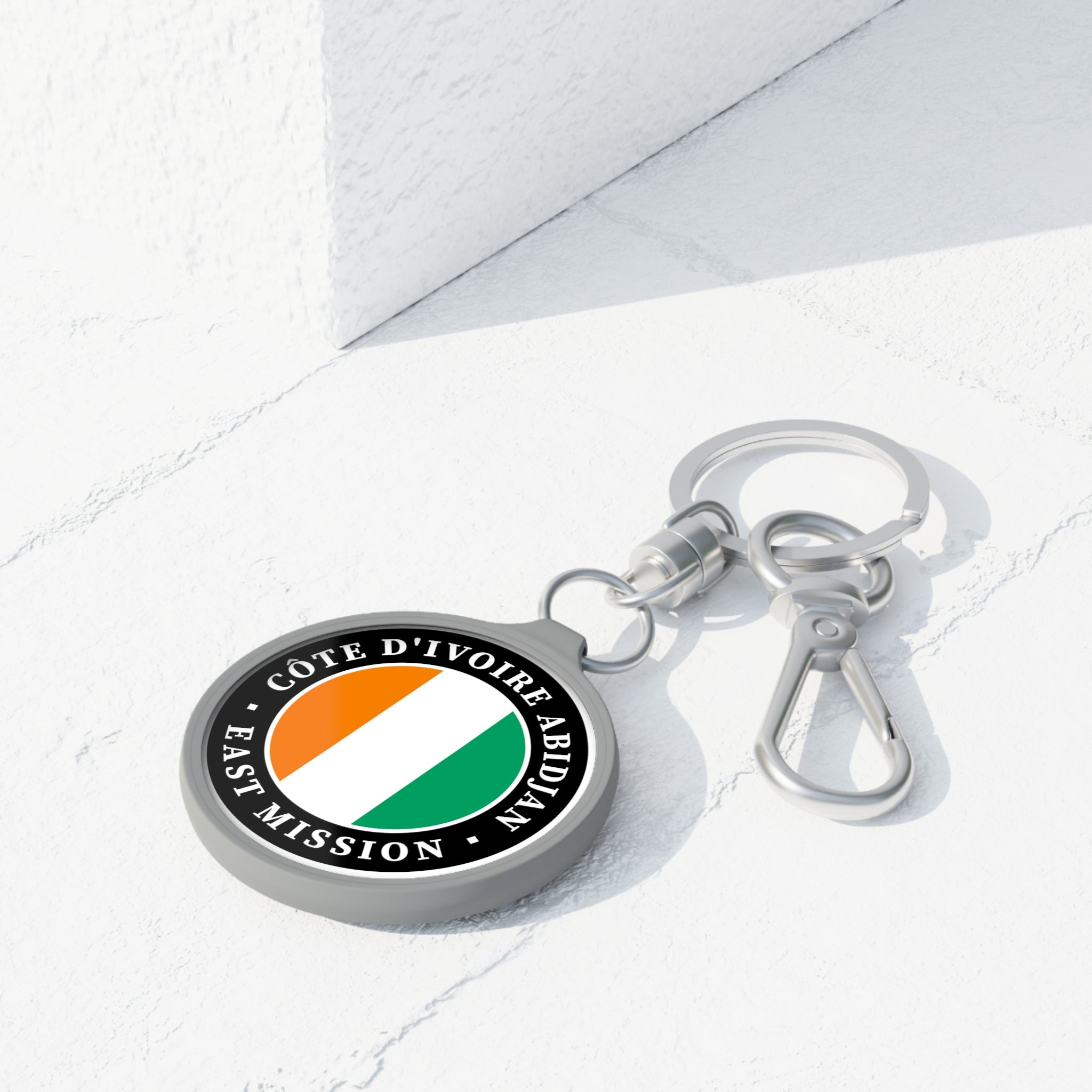 Cote d'Ivoire Abidjan East Mission Circle Flag Key Tag - Latter-Day Saint LDS Missionary Gift - Book of Mormon
