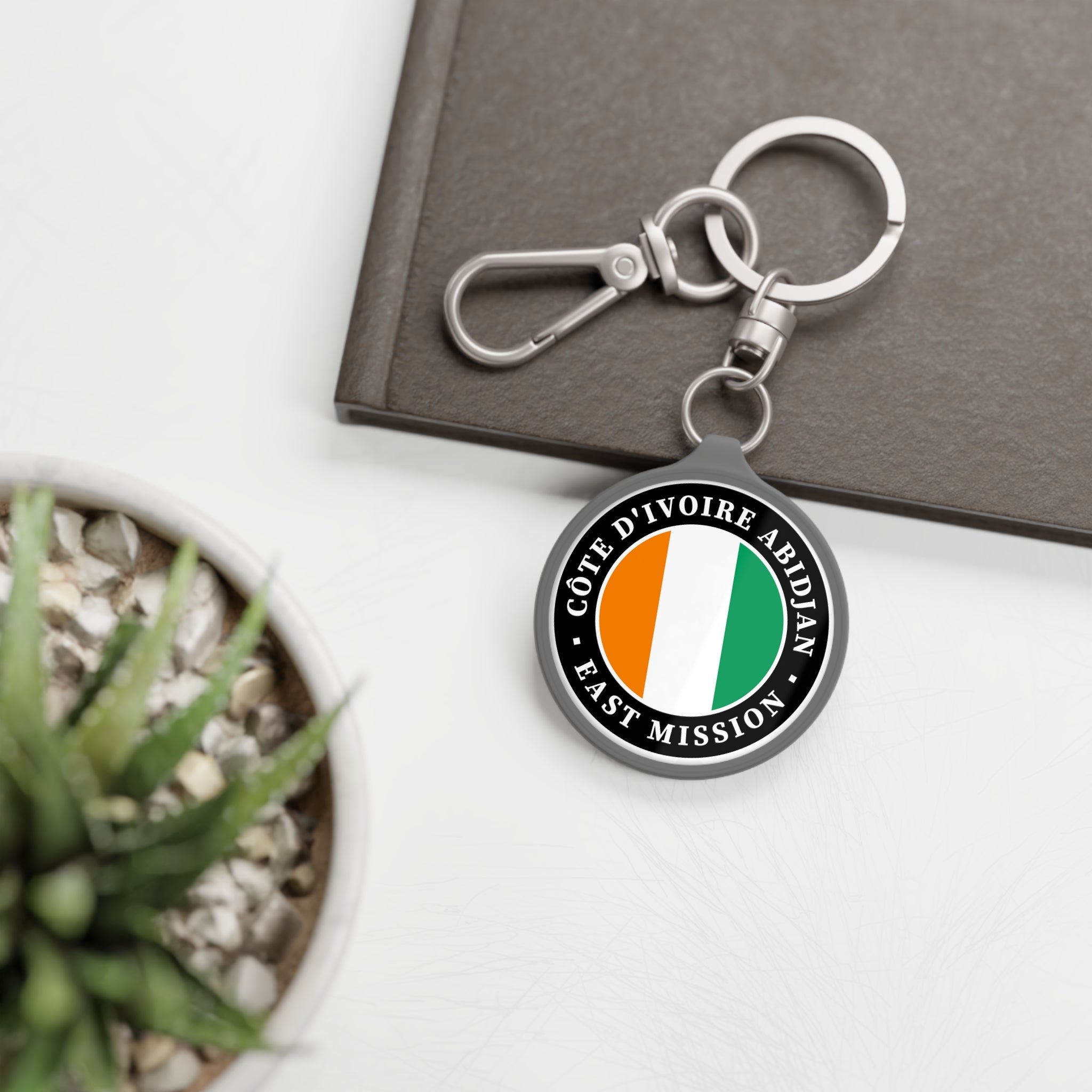 Cote d'Ivoire Abidjan East Mission Circle Flag Key Tag - Latter-Day Saint LDS Missionary Gift - Book of Mormon