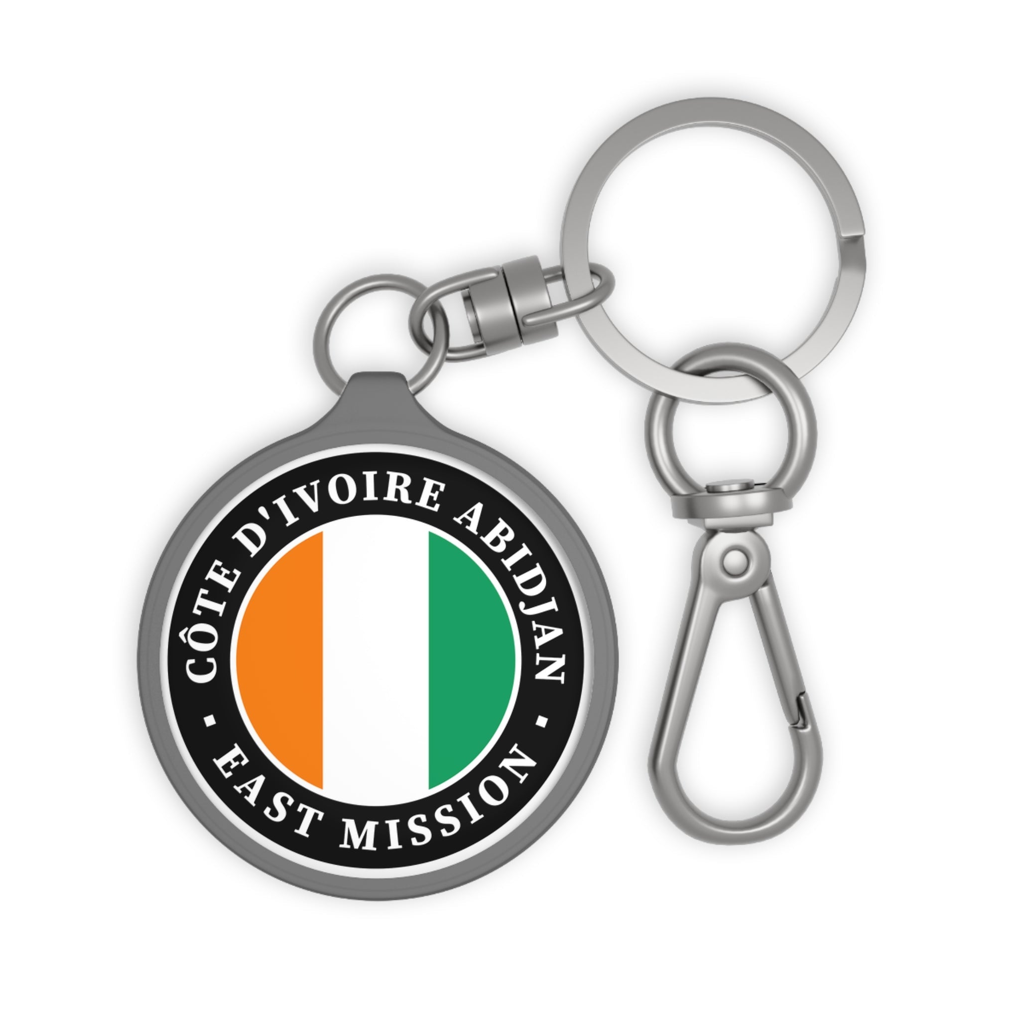 Cote d'Ivoire Abidjan East Mission Circle Flag Key Tag - Latter-Day Saint LDS Missionary Gift - Book of Mormon
