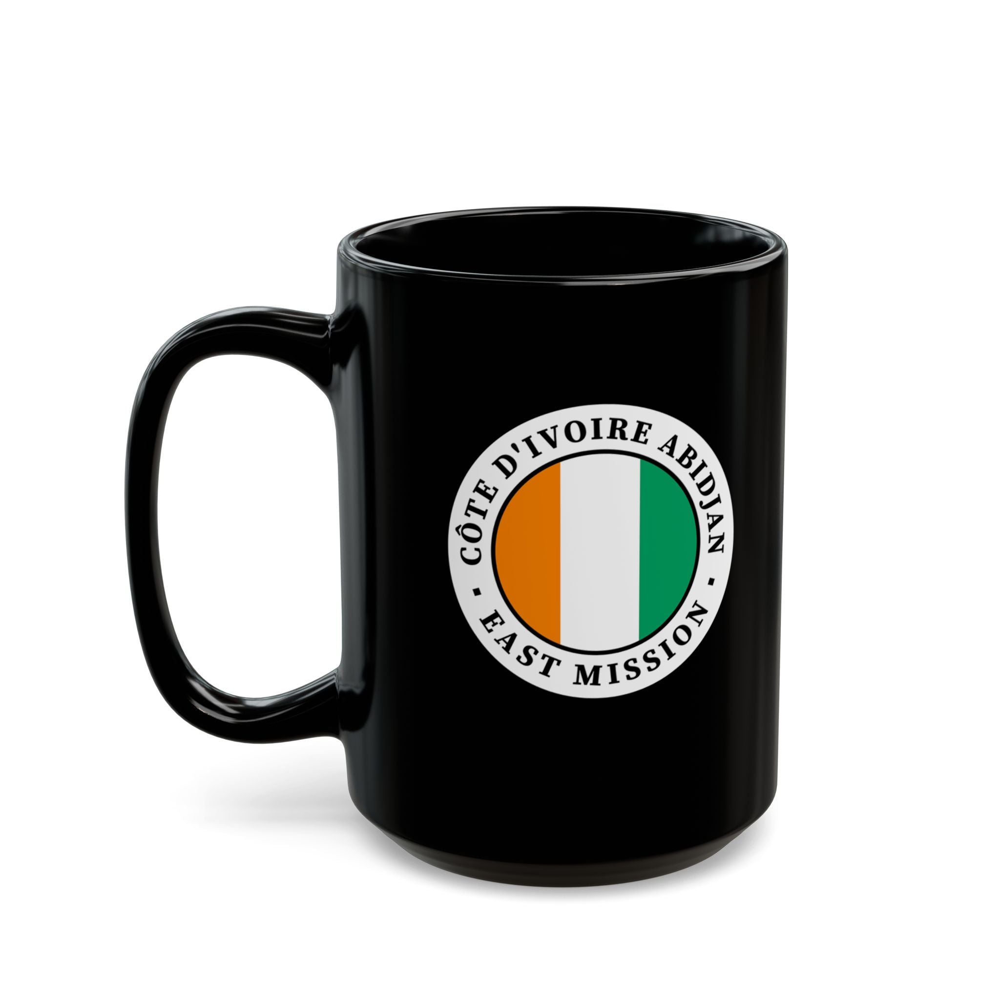 Cote d'Ivoire Abidjan East Mission Circular Flag Black Ceramic Mug - Mission Wishlist - LDS Missionary Gift Store