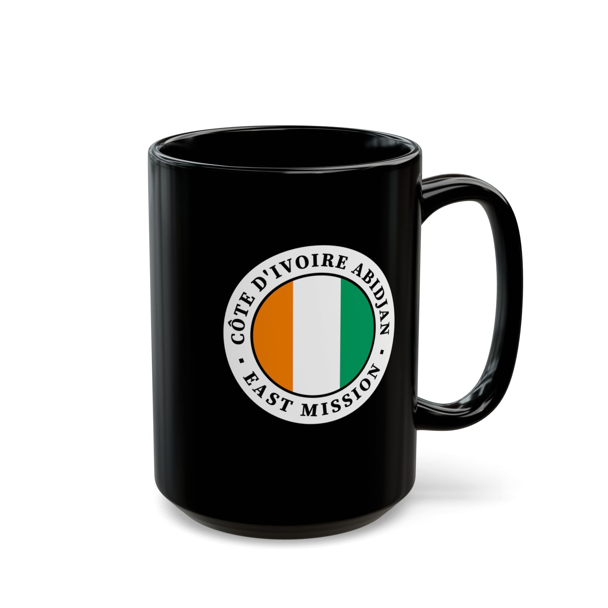 Cote d'Ivoire Abidjan East Mission Circular Flag Black Ceramic Mug - Mission Wishlist - LDS Missionary Gift Store