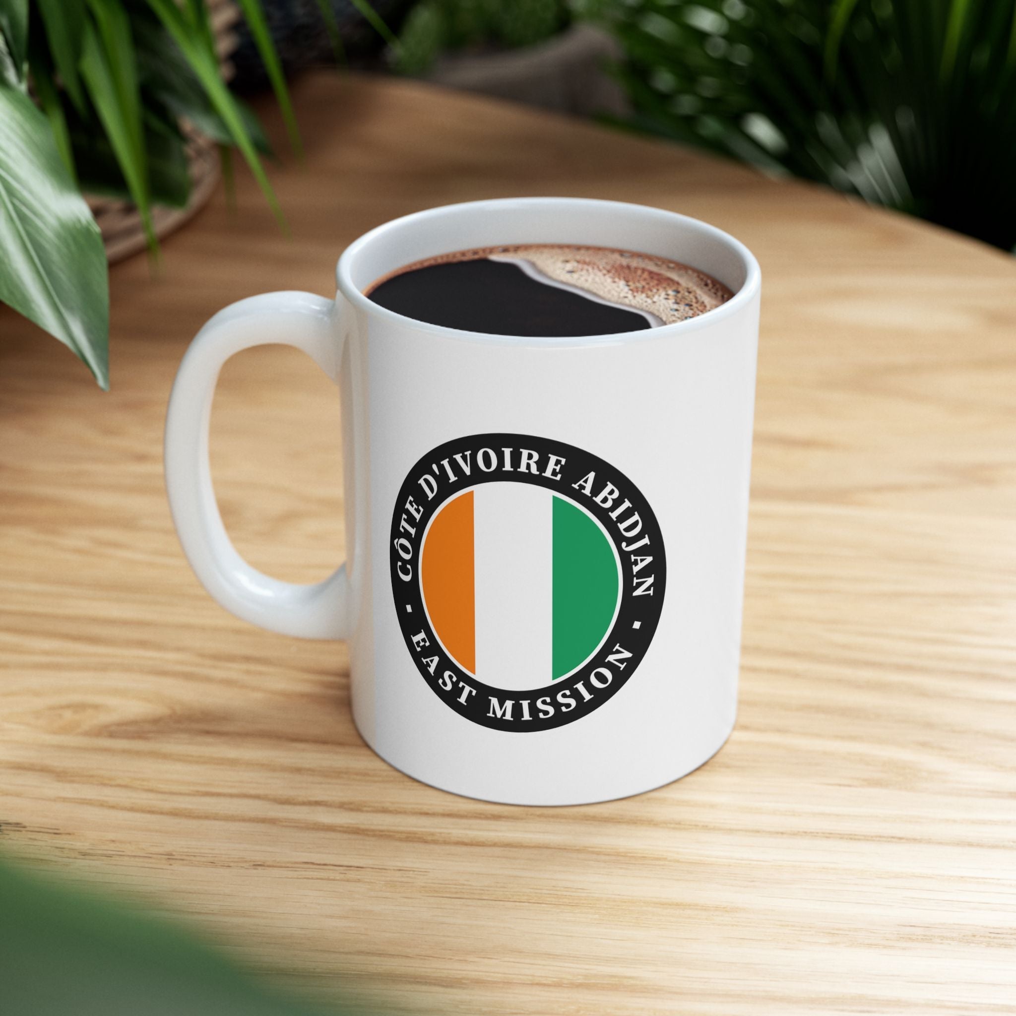 Cote d'Ivoire Abidjan East Mission Circular Flag White Ceramic Mug - Mission Wishlist - LDS Missionary Gift Store