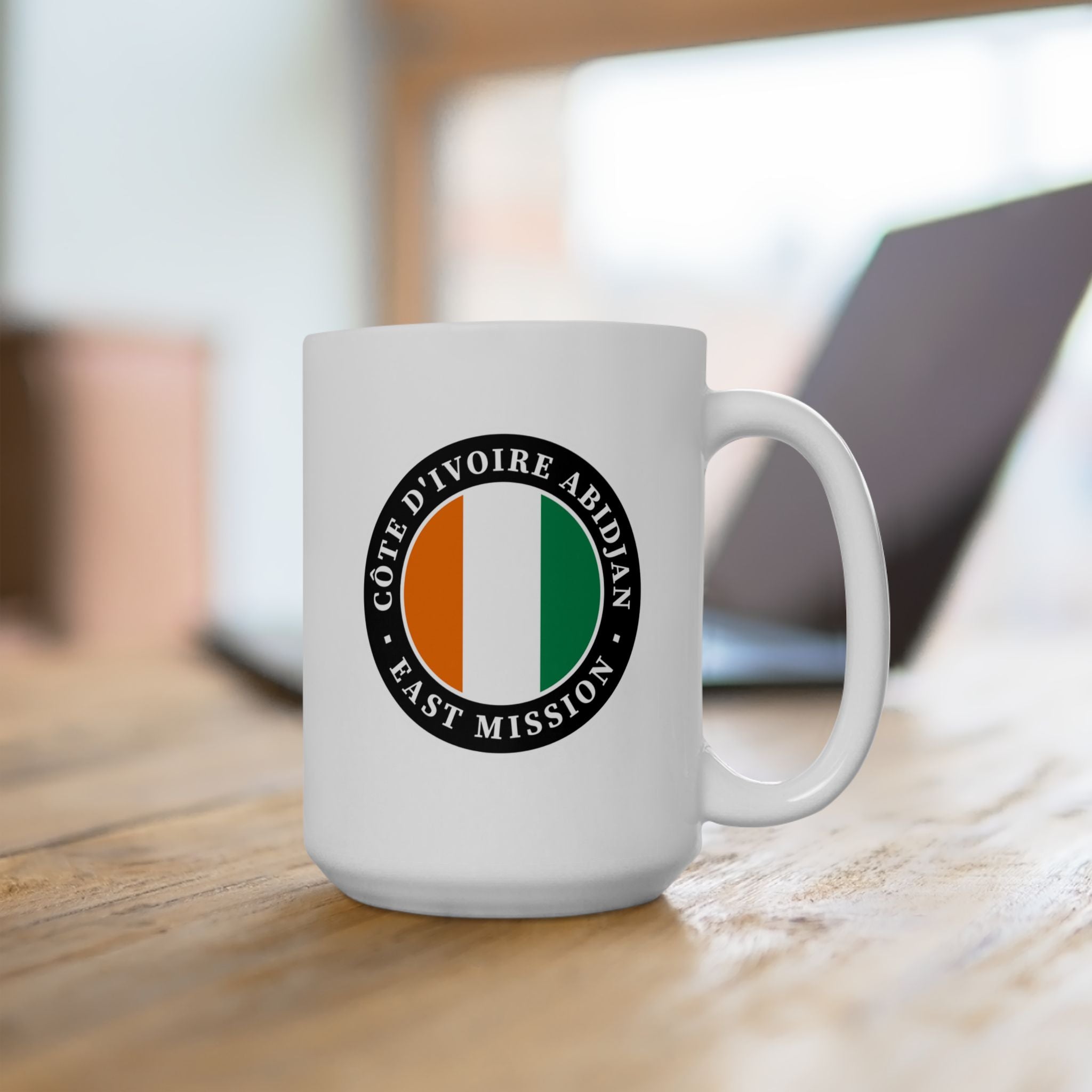 Cote d'Ivoire Abidjan East Mission Circular Flag White Ceramic Mug - Mission Wishlist - LDS Missionary Gift Store