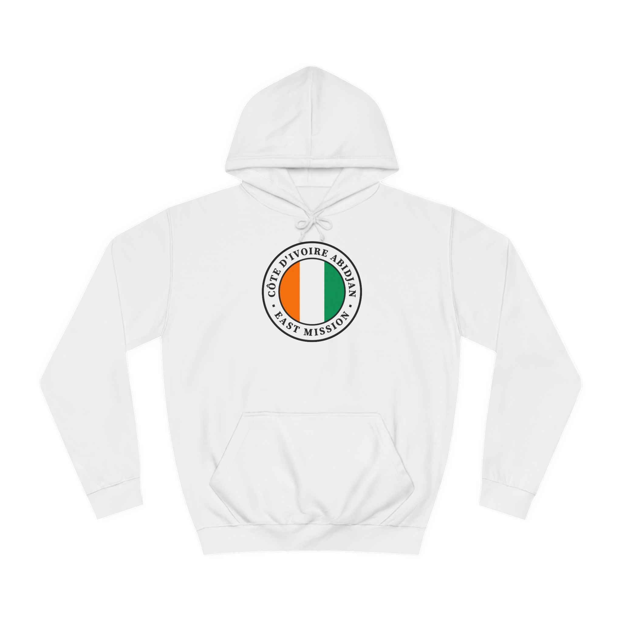 Cote d'Ivoire Abidjan East Mission Flag Logo (White Border) College Hoodie - Mission Wishlist - LDS Missionary Gift Store