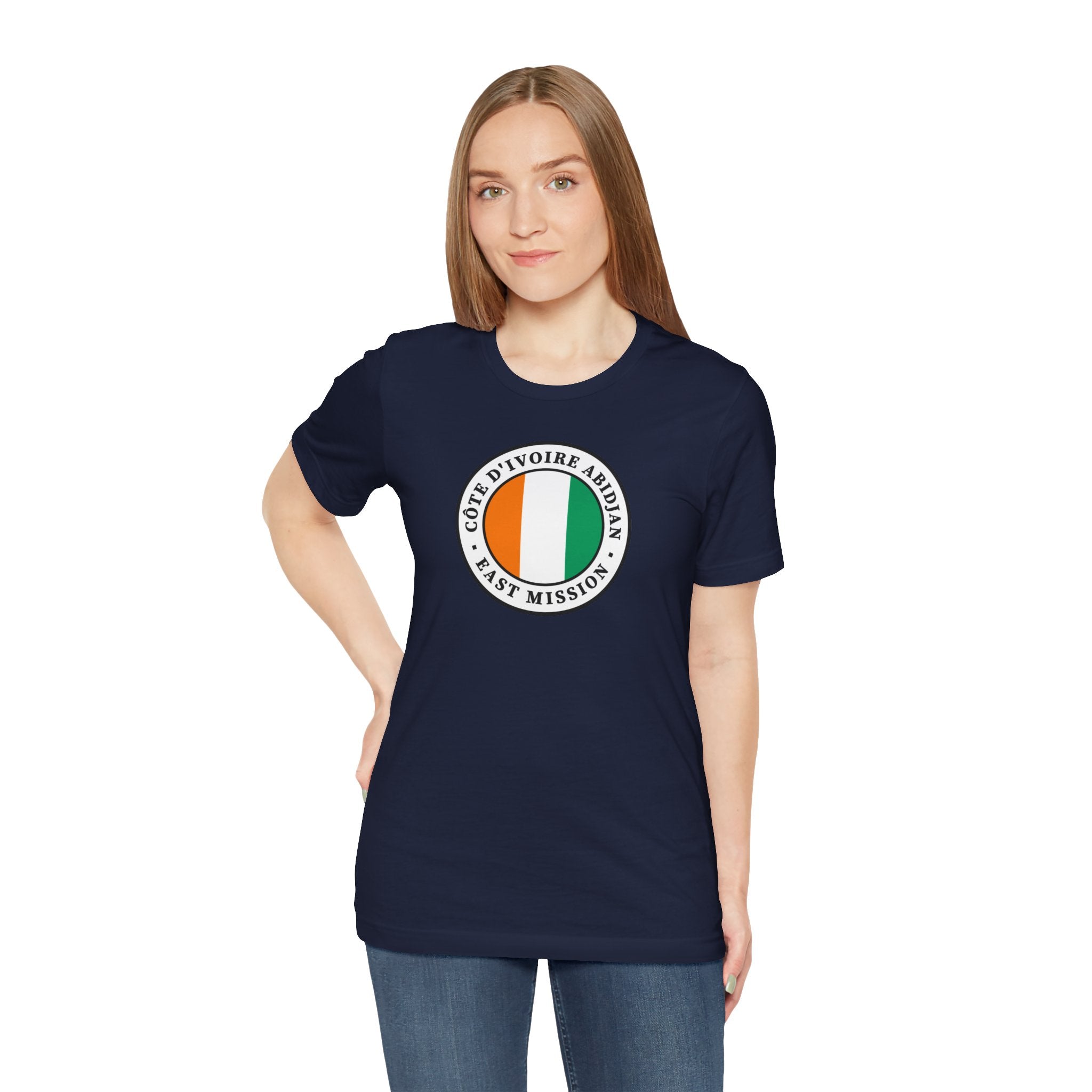 Cote d'Ivoire Abidjan East Mission Flag Logo (White Border) T-shirt - Mission Wishlist - LDS Missionary Gift Store