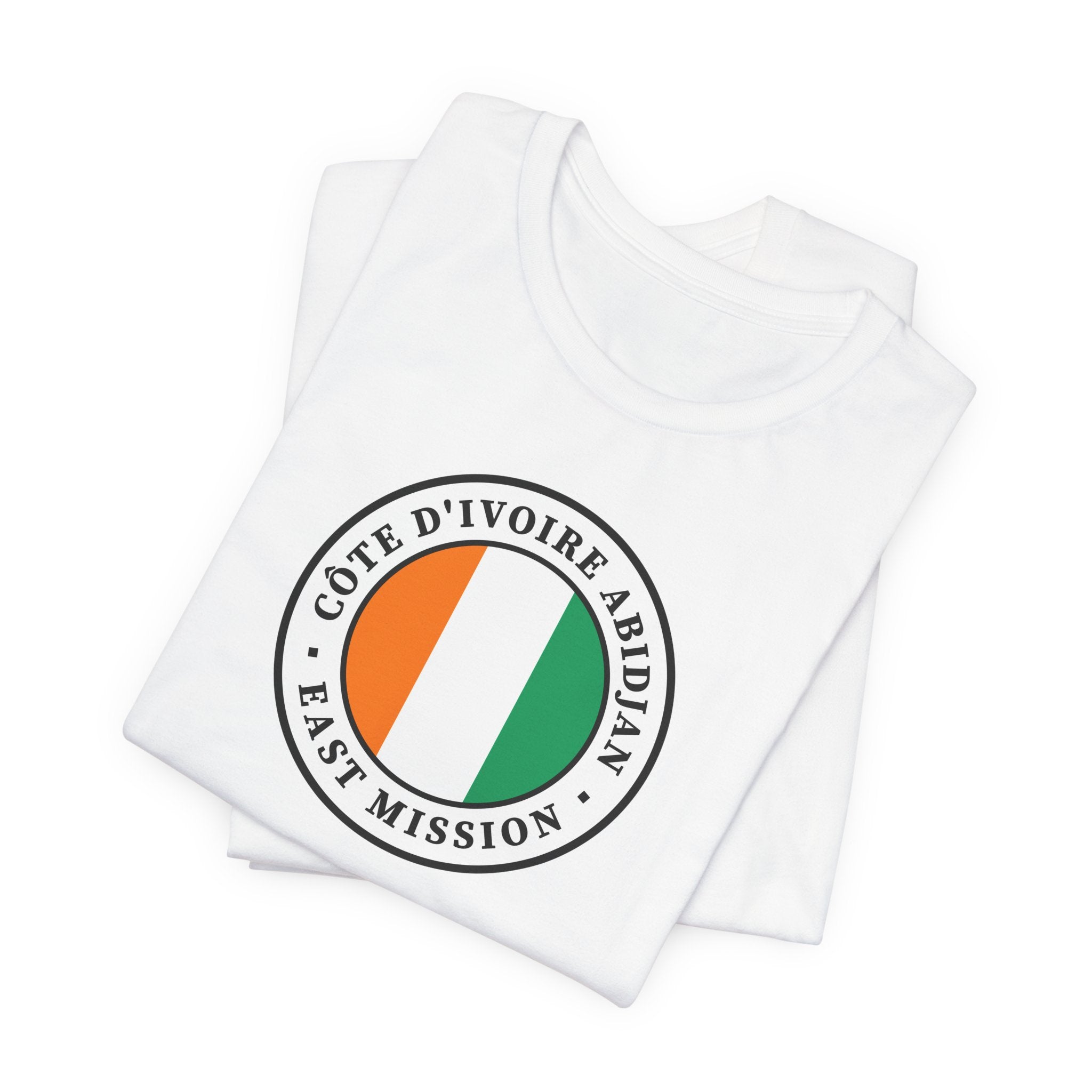 Cote d'Ivoire Abidjan East Mission Flag Logo (White Border) T-shirt - Mission Wishlist - LDS Missionary Gift Store